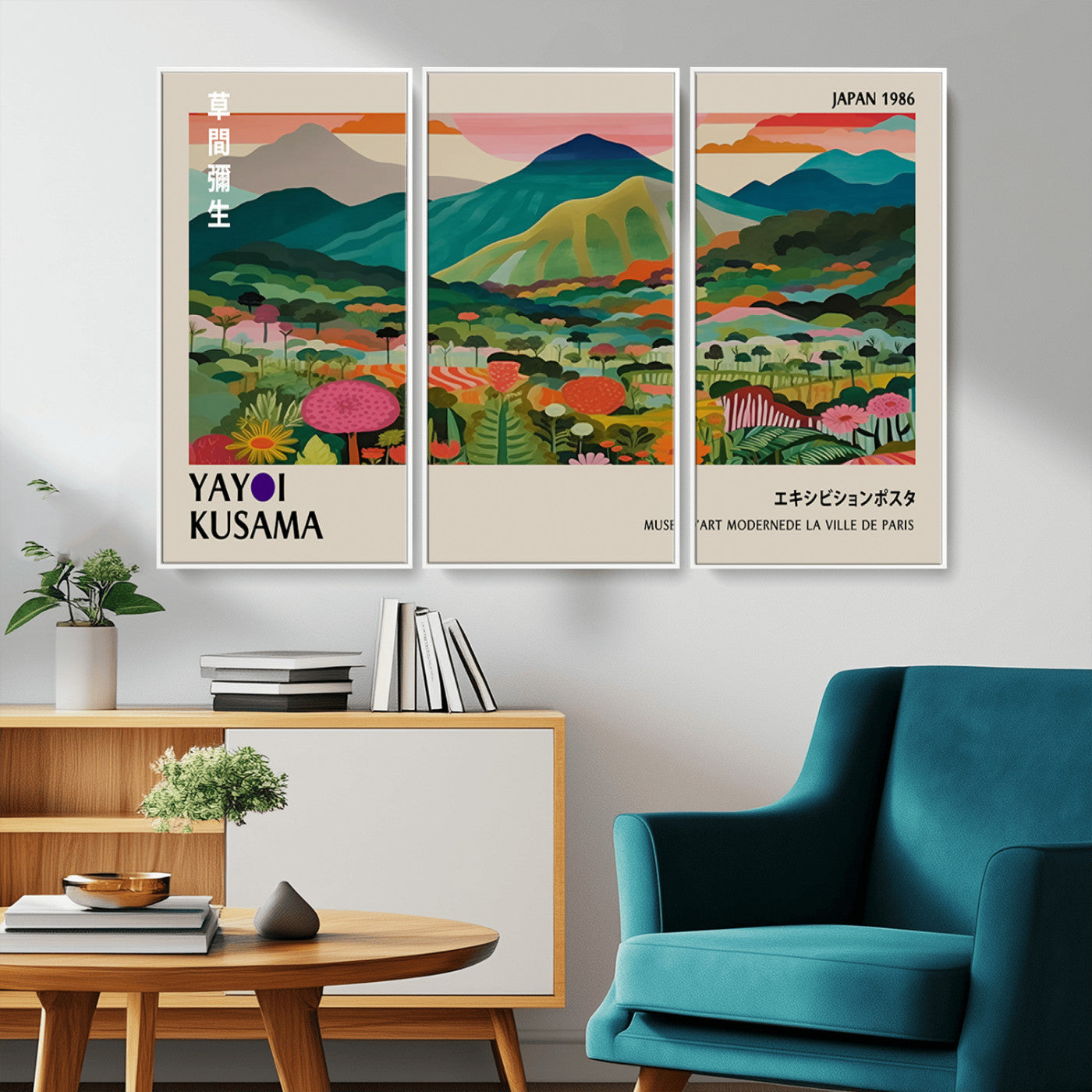 83384-MGV-CV-36X24-Yayoi Kusama Japan 1986 Canvas – Wabi Sabi Japanese Vibrant Abstract Wall Art Contemporary Canvas for Home, Office