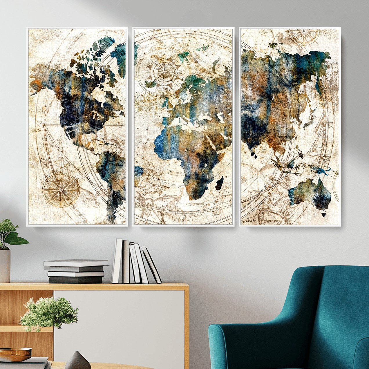 10554-MGV-CV-36X24 - Abstract World Map Art Print Canvas Print