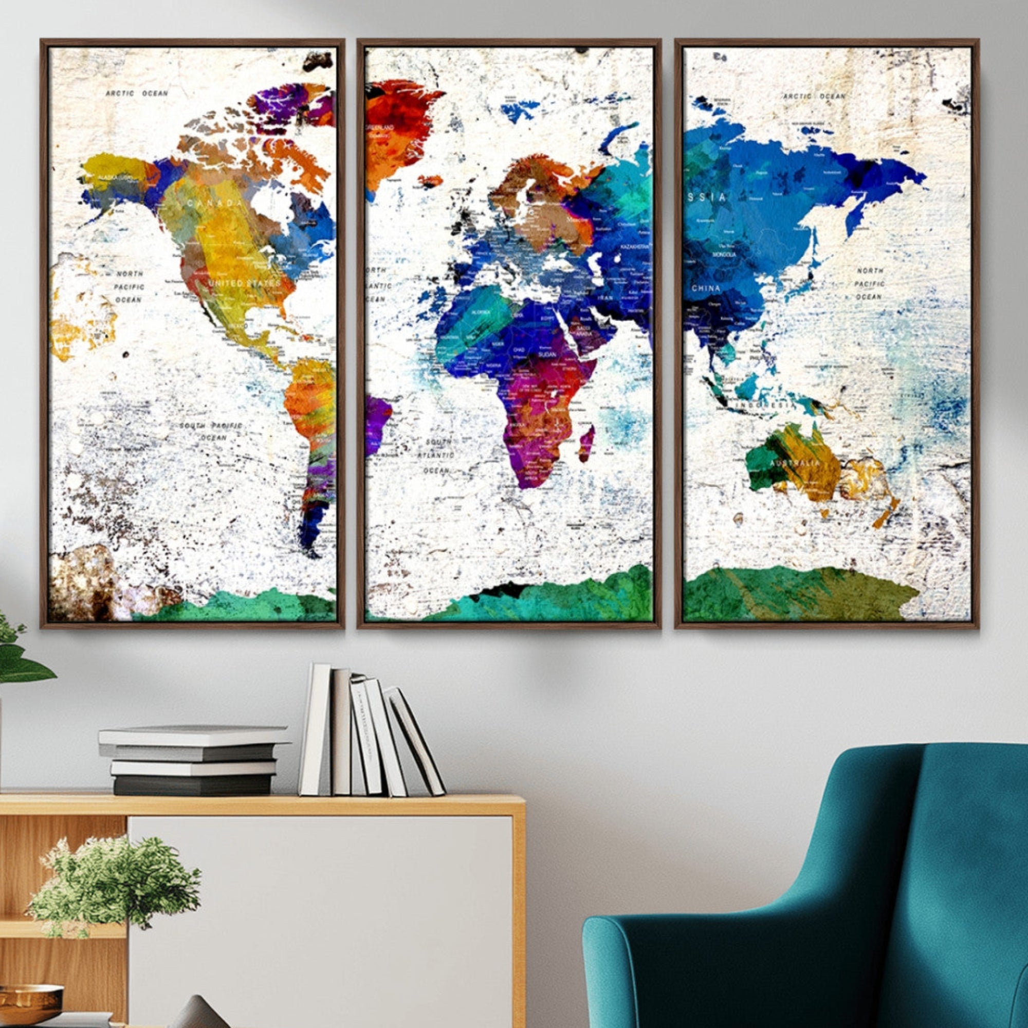 47974-MGV-CV-36X24-Push Pin World Map Canvas Print – Travel Tracker Wall Art for Couples, Perfect Anniversary Gift for Home or Office Decor