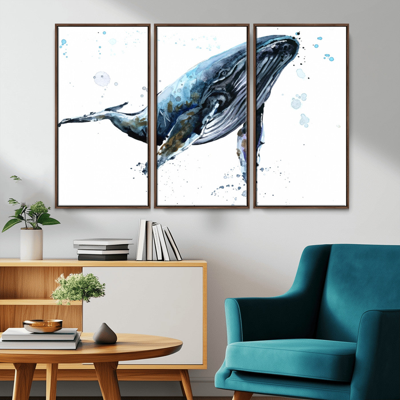 -Watercolor Whale Wall Art Canvas Print