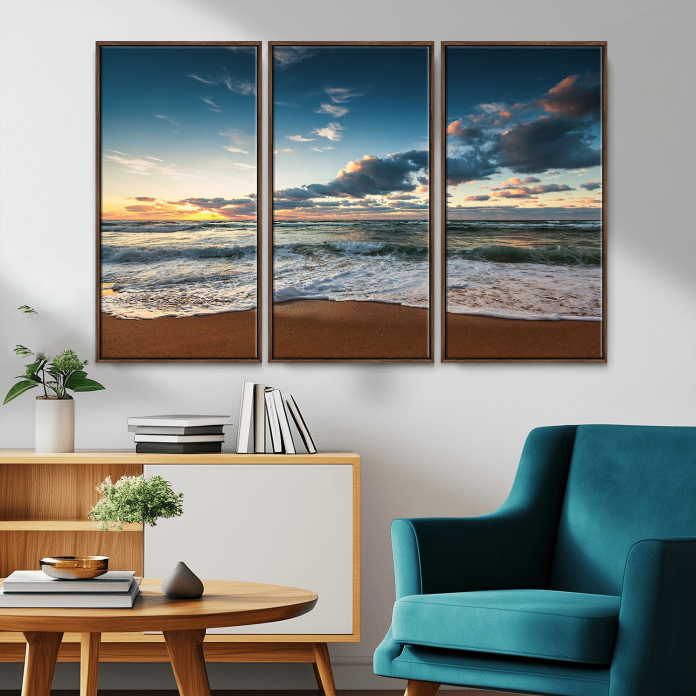 -Ocean Beach Wall Art Canvas Print Sunset Artwork Print Coastal Wall Art
