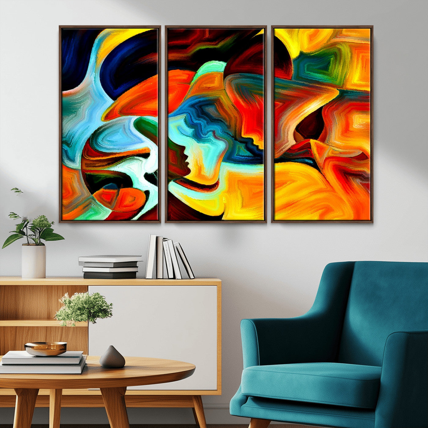 70242-MGV-CV-36X24-Human Love Figures Abstract Wall Art Canvas Print
