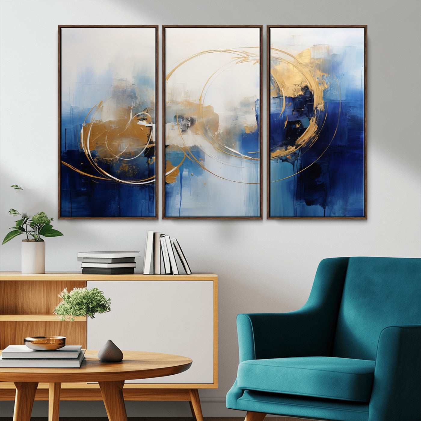 52314-MGV-CV-36X24-Navy Blue Abstract Wall Art Canvas Print