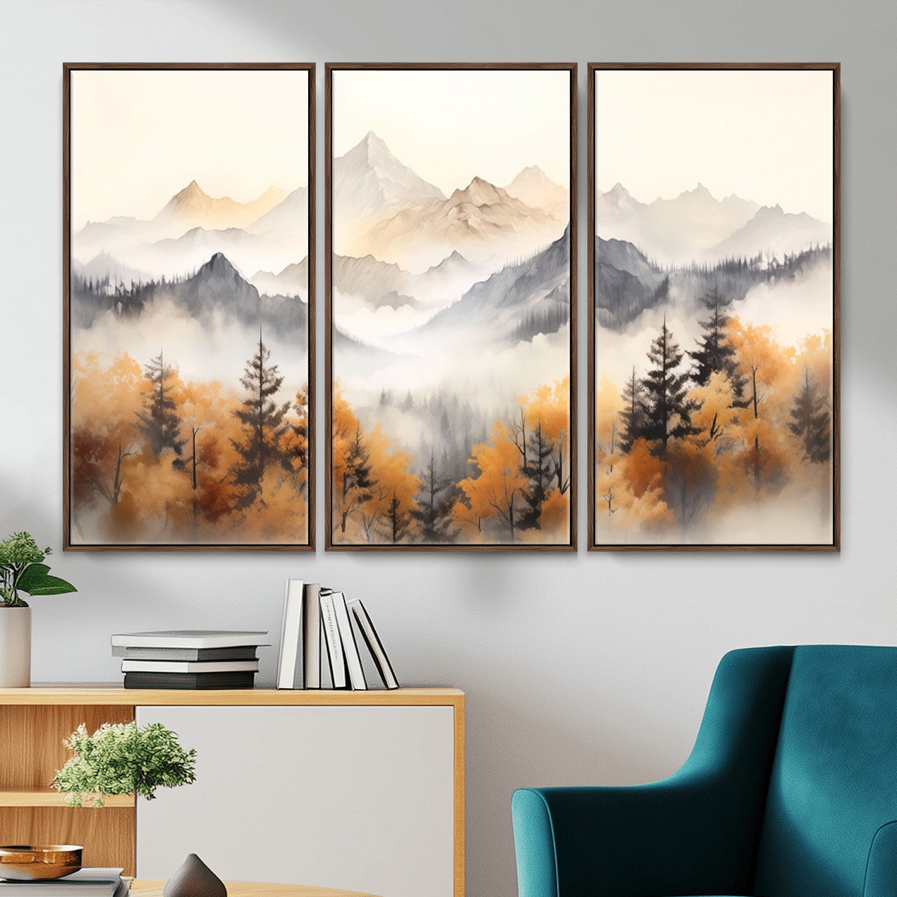 70049-MGV-CV-36X24 - Abstract Mountain Wall Art | Misty Mountain Forest and Mountains Canvas Print for Living Room,