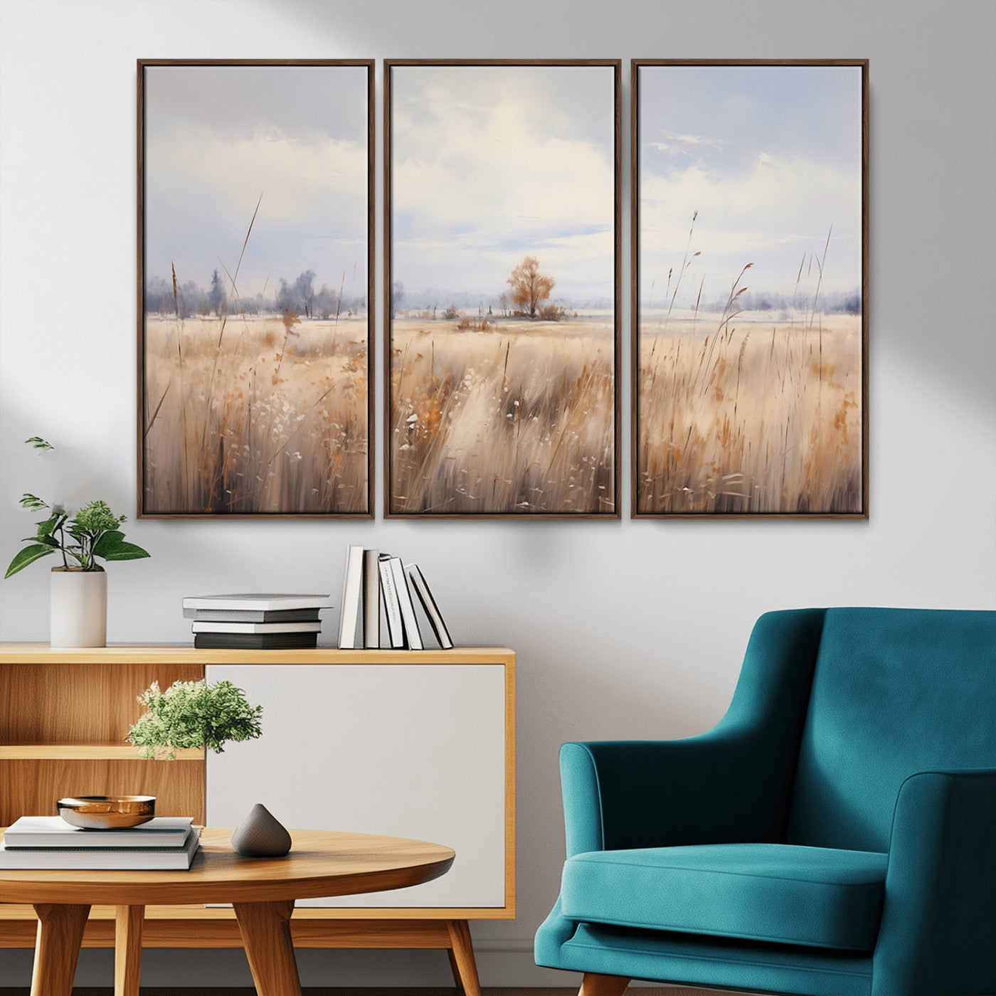 58162-MGV-CV-36X24-Golden Fields Wall Art Print Canvas – Serene Landscape of Nature’s Tranquility in Minimalist for