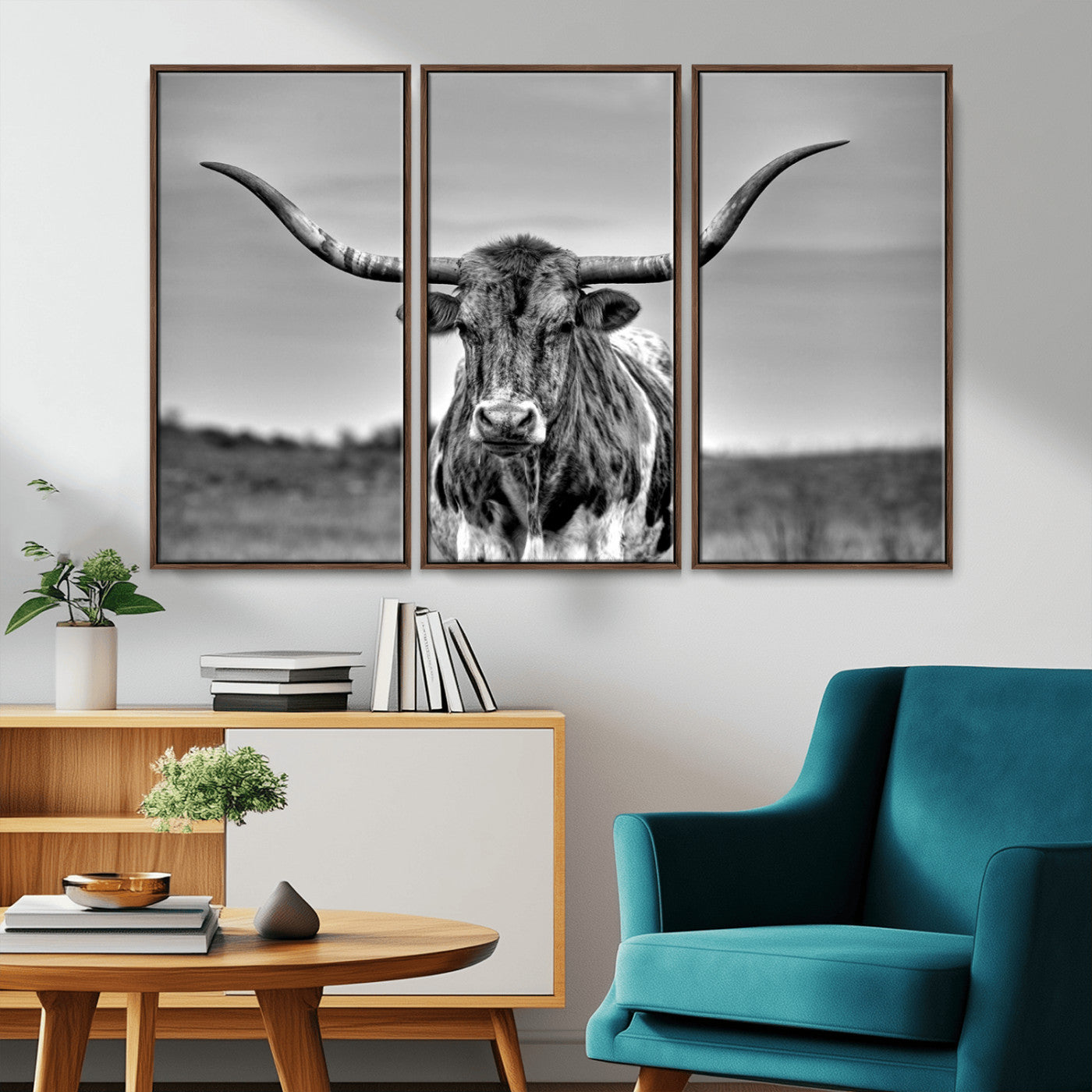 -Texas Longhorn Cow Wall Art, Texas Longhorn Canvas, Cattle Canvas Print