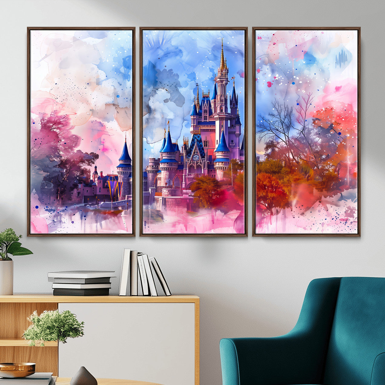 58662-MGV-CV-36X24 - Disney Wall Art: Dreamy Watercolor Cinderella Castle Canvas Print