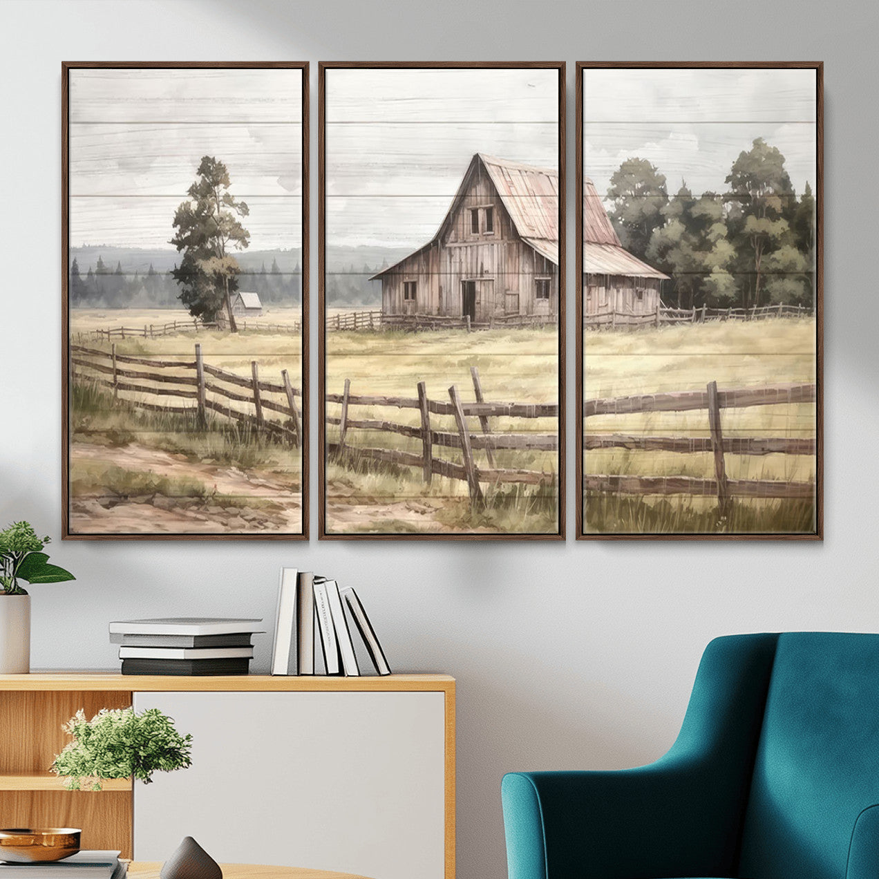87489-MGV-CV-36X24 - Rustic Farmhouse Barn Wall Art | Framed Gallery Wrap Barn Giclee Canvas Print for Farmhouse Decor