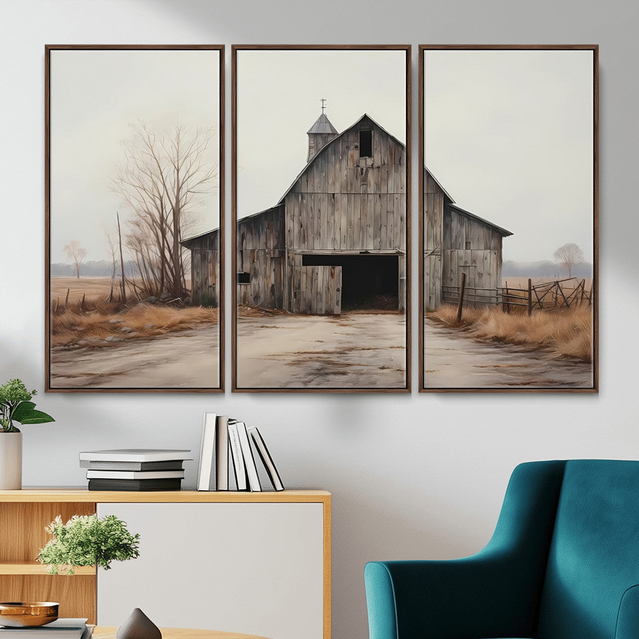 11602-MGV-CV-36X24 - Farmhouse Rustic Barn Wall Art Canvas Print – Framed and Ready to Hang – Perfect Addition to