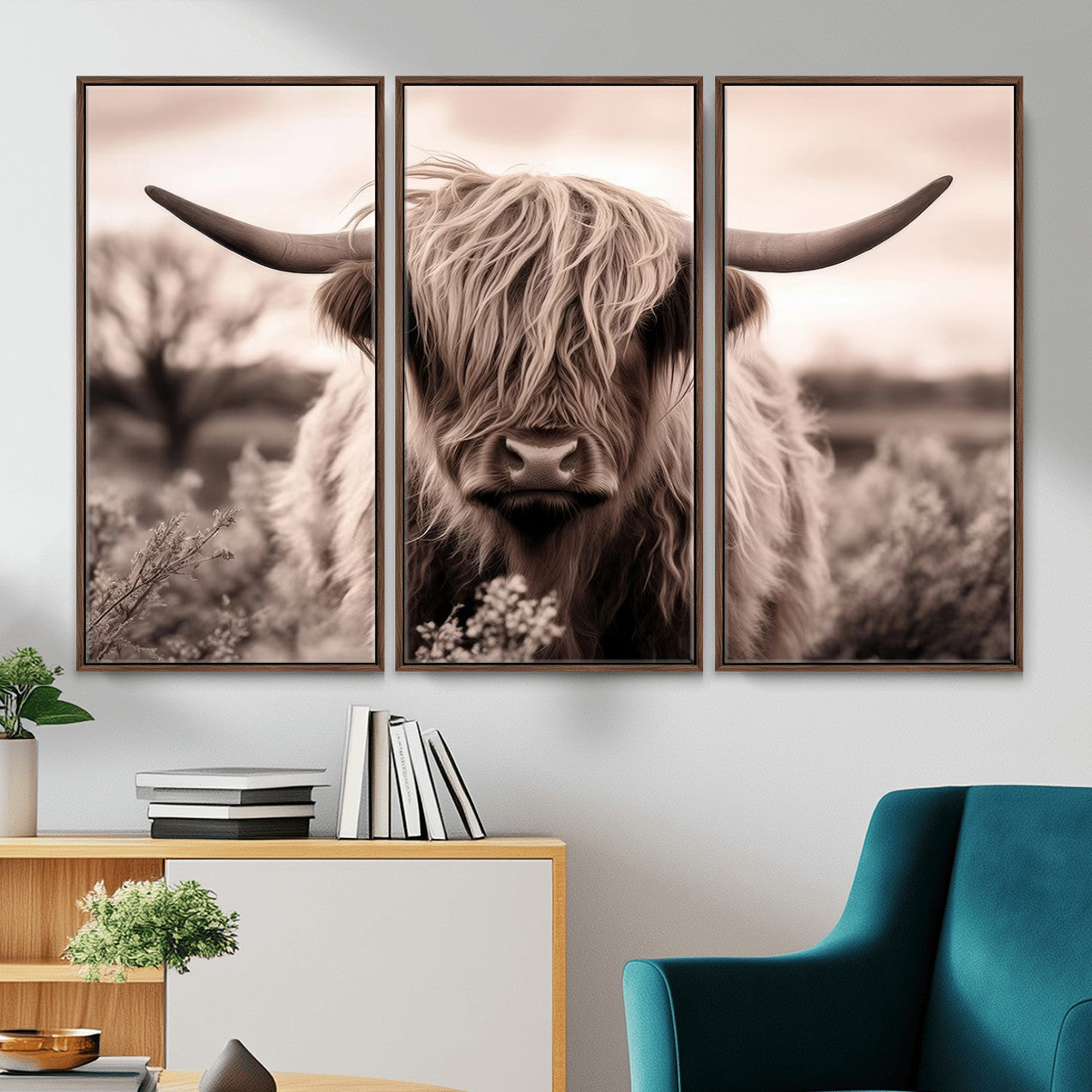 55903-MGV-CV-36X24 - Scottish Cow Longhorn Wall Art Canvas Print