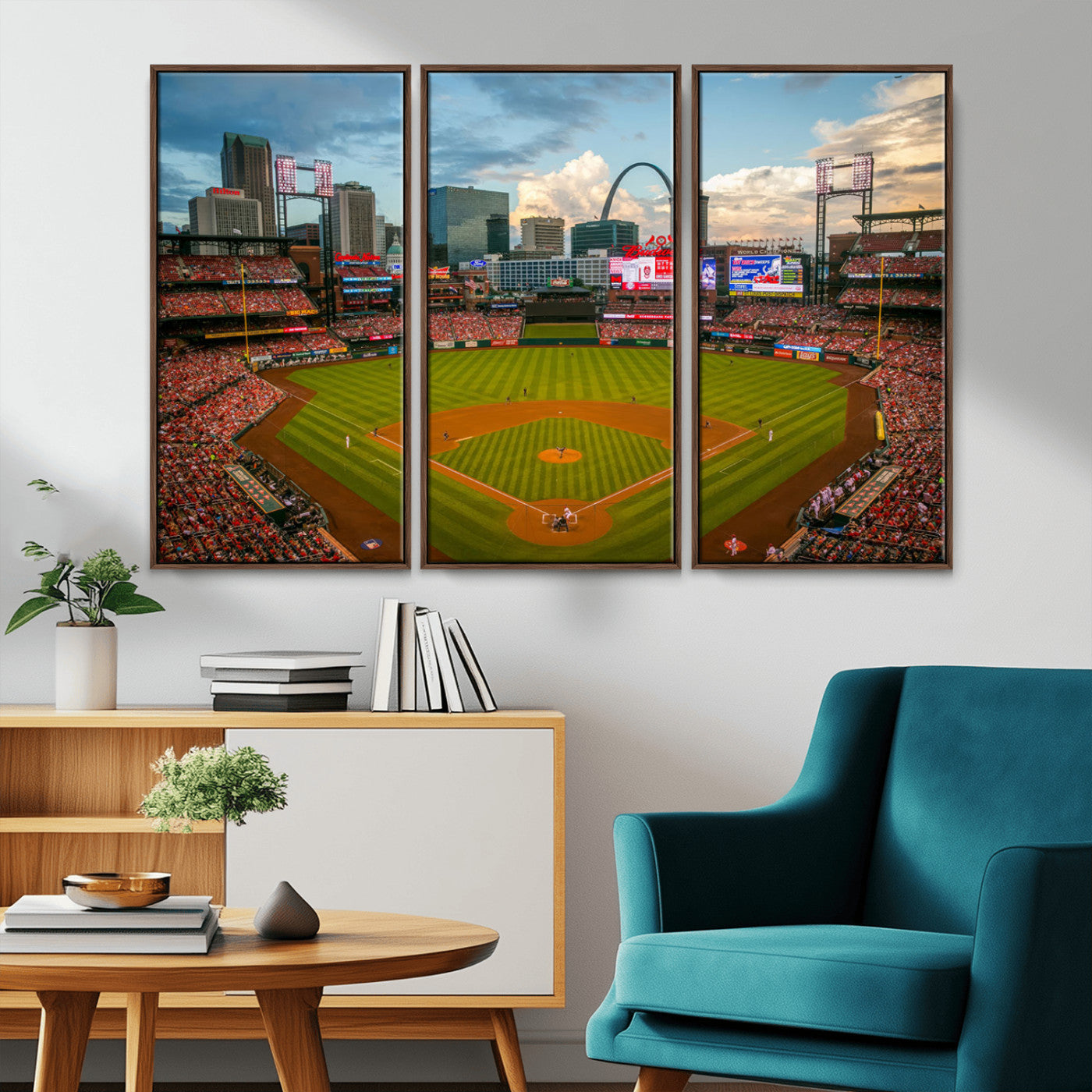 91908-MGV-CV-36X24-Busch Stadium Wall Art Print | St. Louis Cardinals Baseball Stadium Canvas Print | Framed Sports