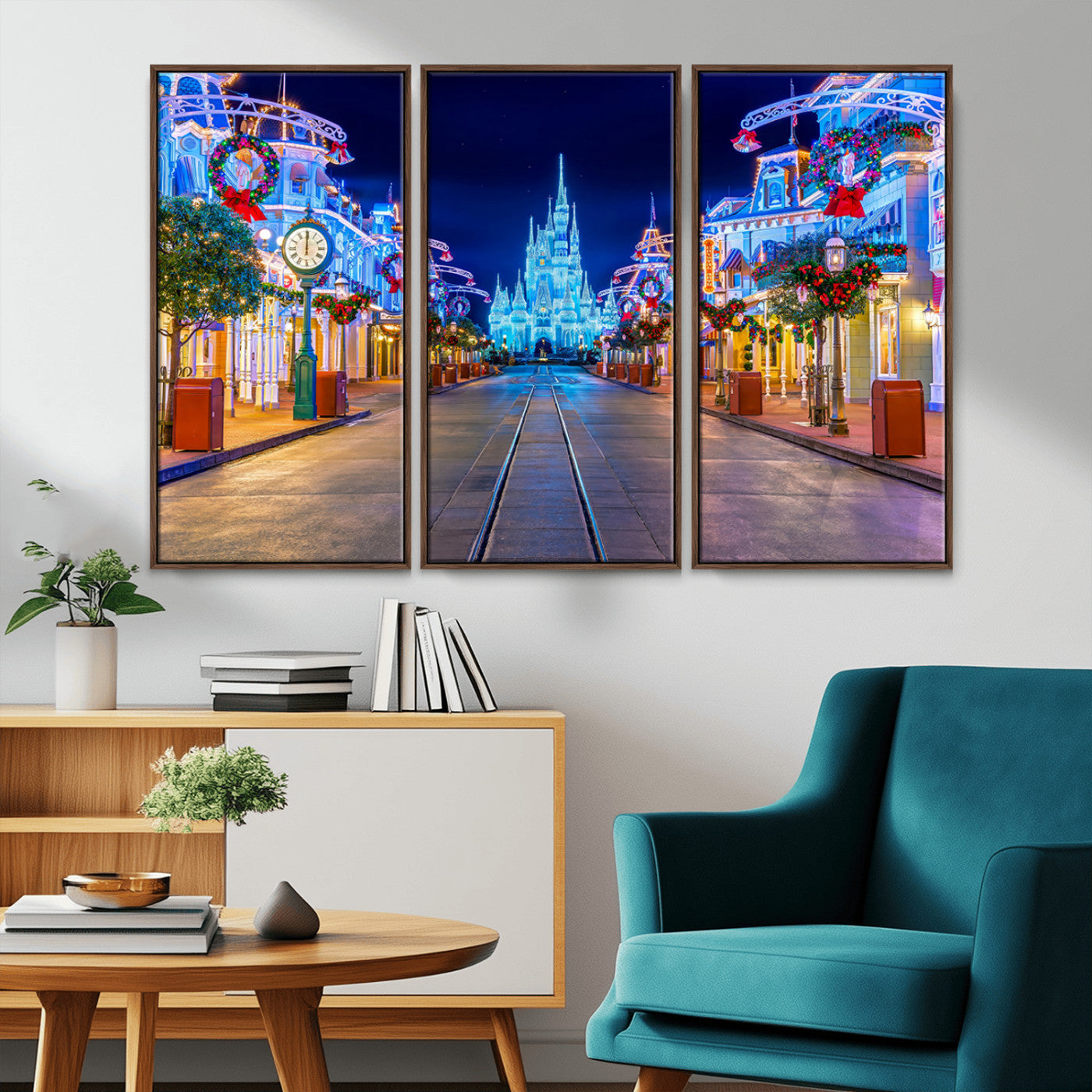 12470-MGV-CV-36X24-Disney Castle Wall Art – Large Magic Kingdom Canvas Artwork, Fairytale Design, Kids Room Christmas Decor for Home, Office