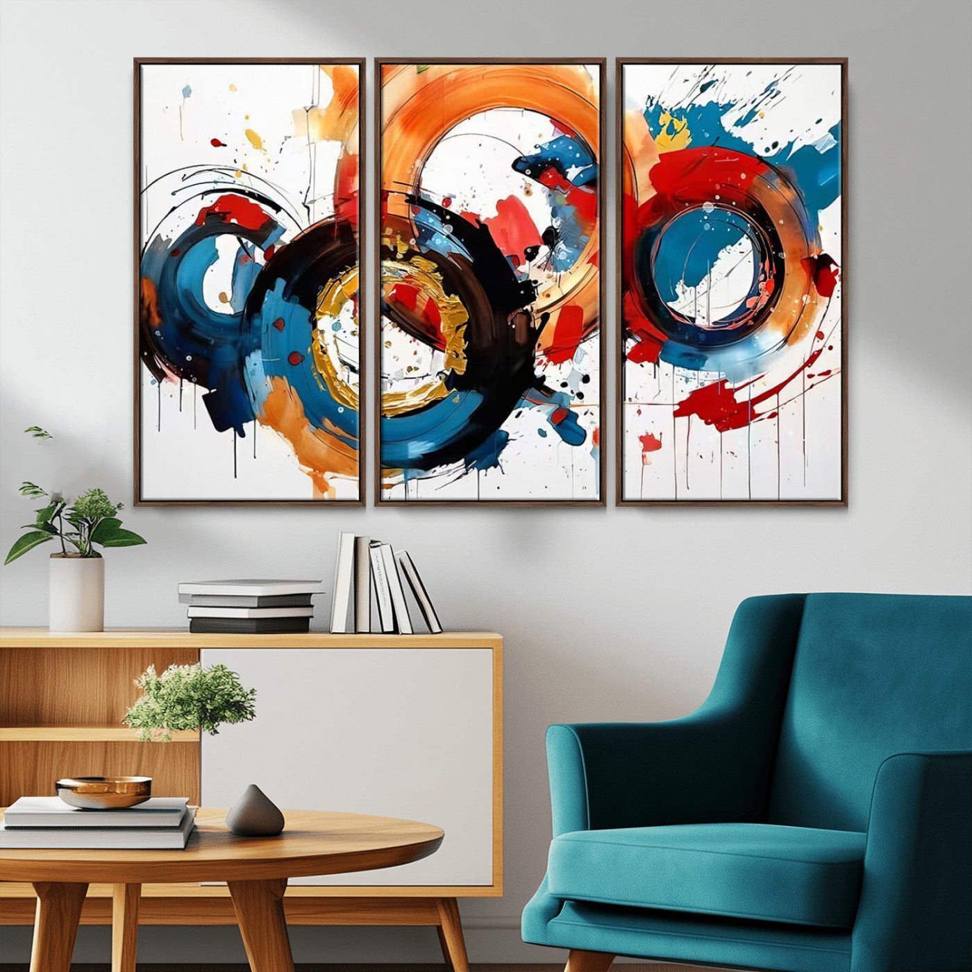 88266-MGV-FC-48X32-3P_Walnut-Abstract Wall Art, Rings Wall Art Canvas Print