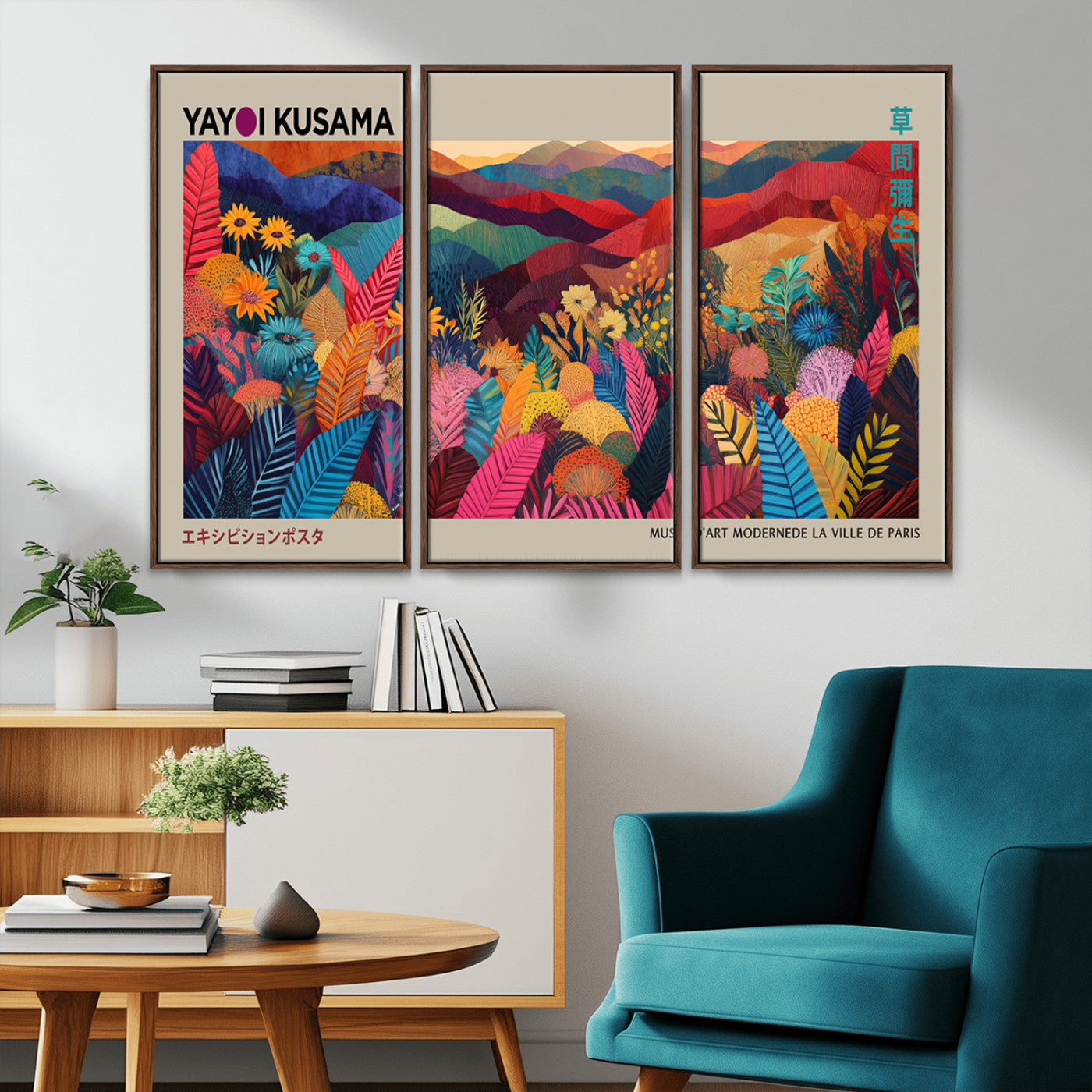 -Yayoi Kusama Wall Art Canvas Print, Abstract Art, Large Yayoi Kusama Framed Print, Japanese Wabi