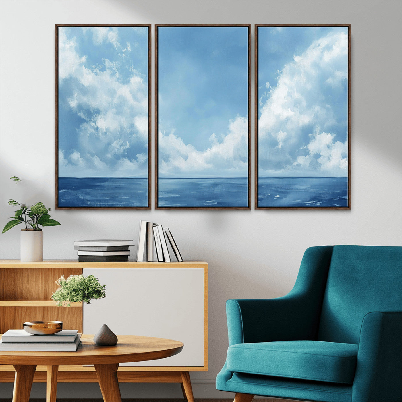 57554-MGV-CV-36X24-Abstract Ocean Print Artwork- Serene Blue Ocean Canvas Wall Art - Minimalist Ocean and Sky Canvas
