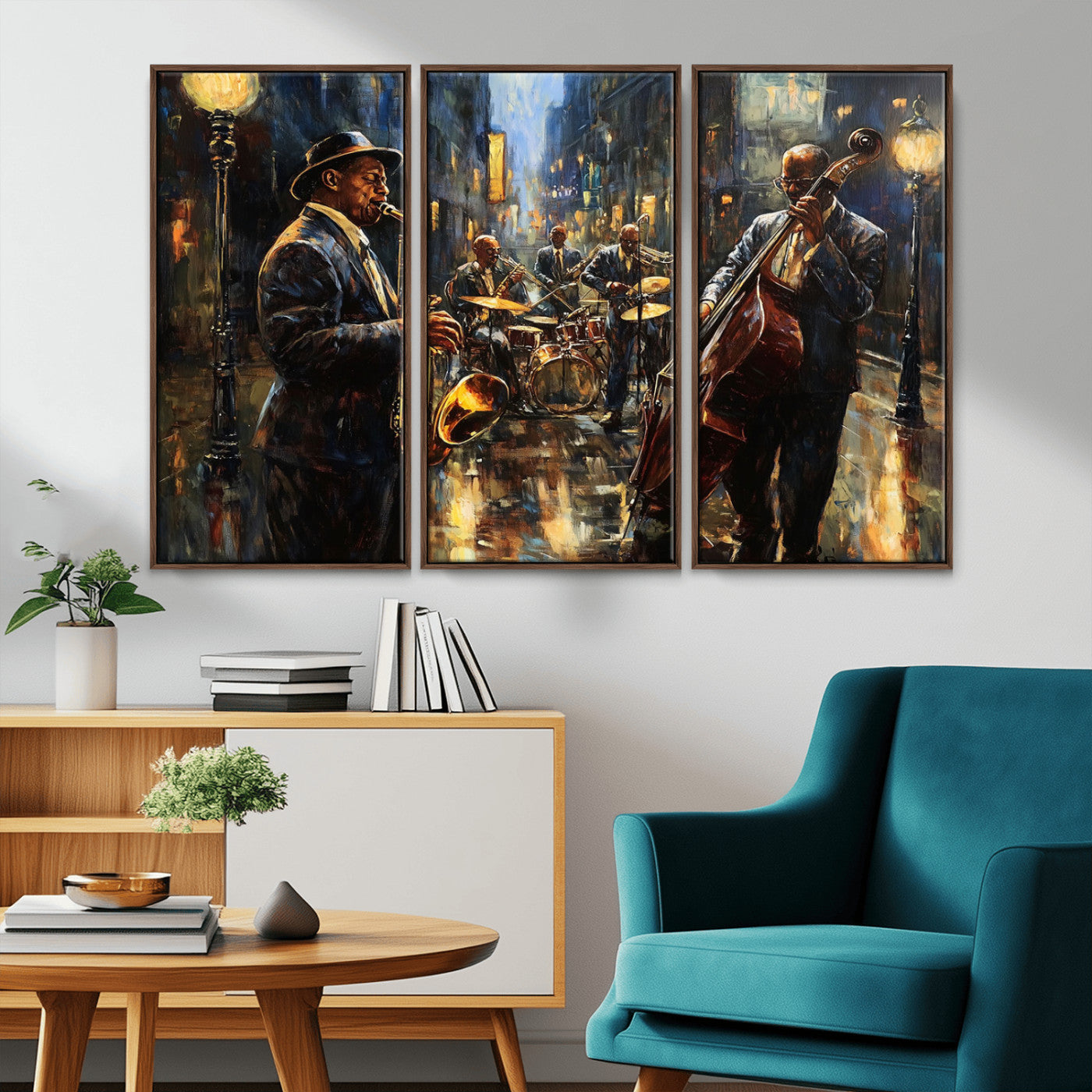 -Jazz Canvas Wall Art Print - Abstract African American Music Art - Framed Posters for Living Room or