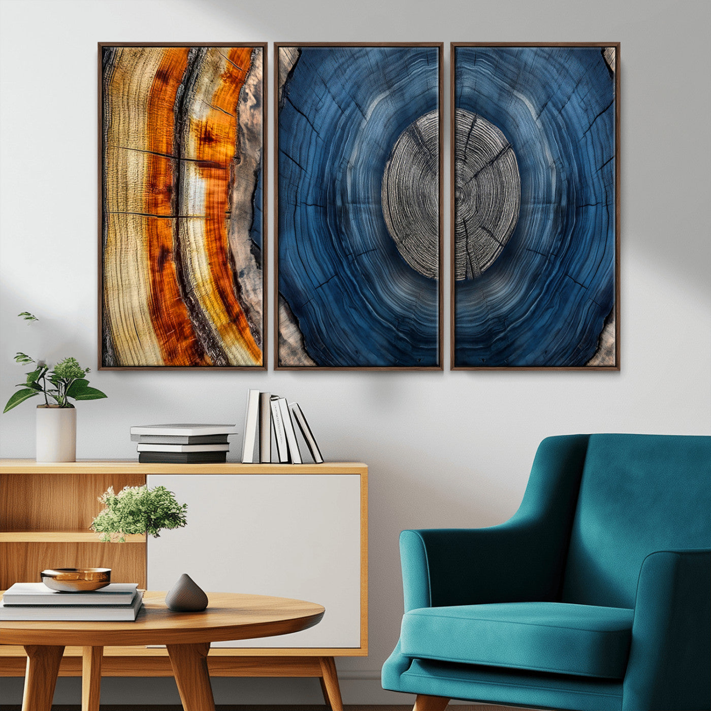 79754215-MGV-CV-36X24-Abstract Tree Rings Wall Art Canvas Print - Wood Grain Rings Artwork Print - Nature Woodland Modern
