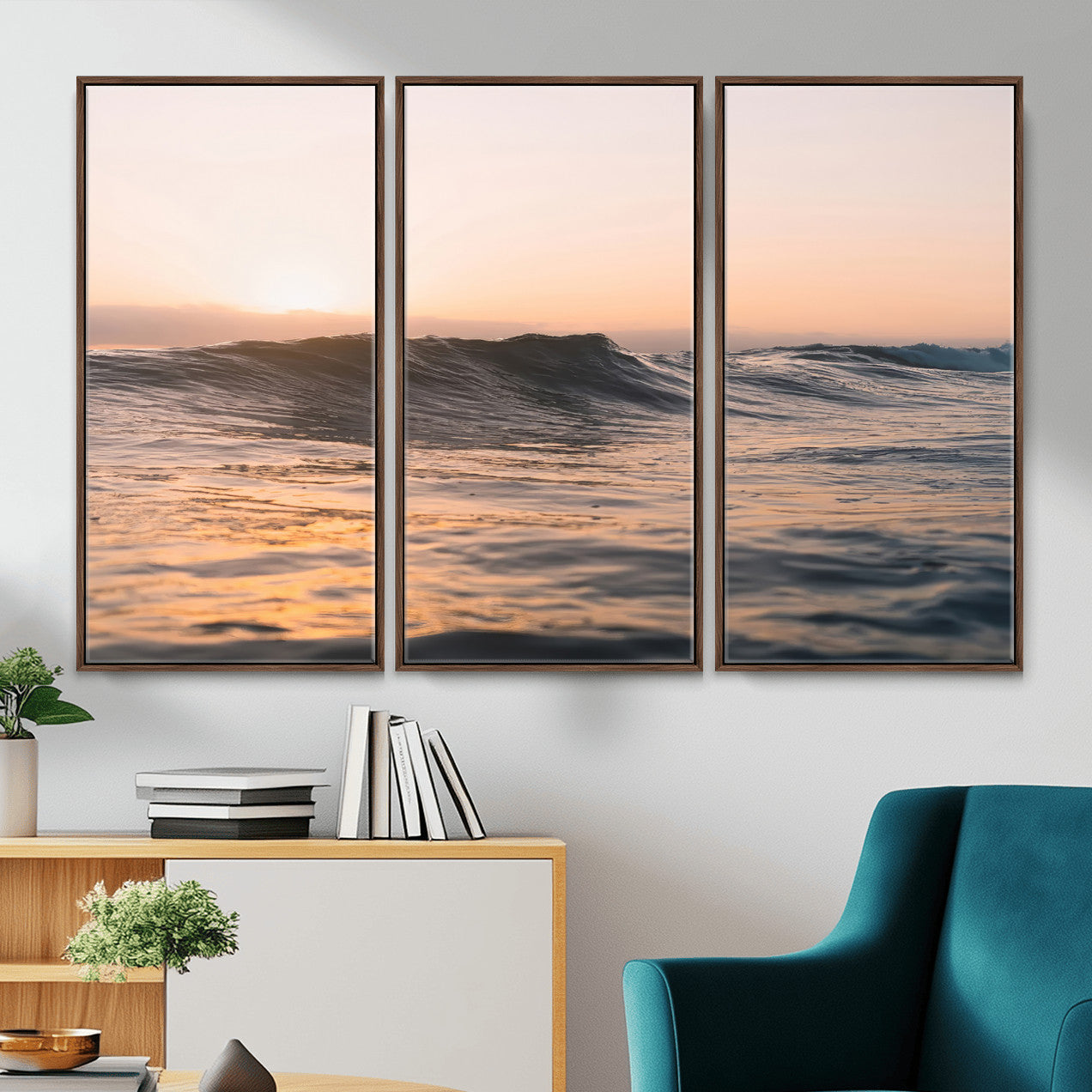 46299358-MGV-CV-36X24 - Golden Sunset Ocean Wall Art – Tranquil Waves & Peaceful Horizon Canvas Print, Soft Light and Evening Glow for Serene Beach, Home or Nature Decor