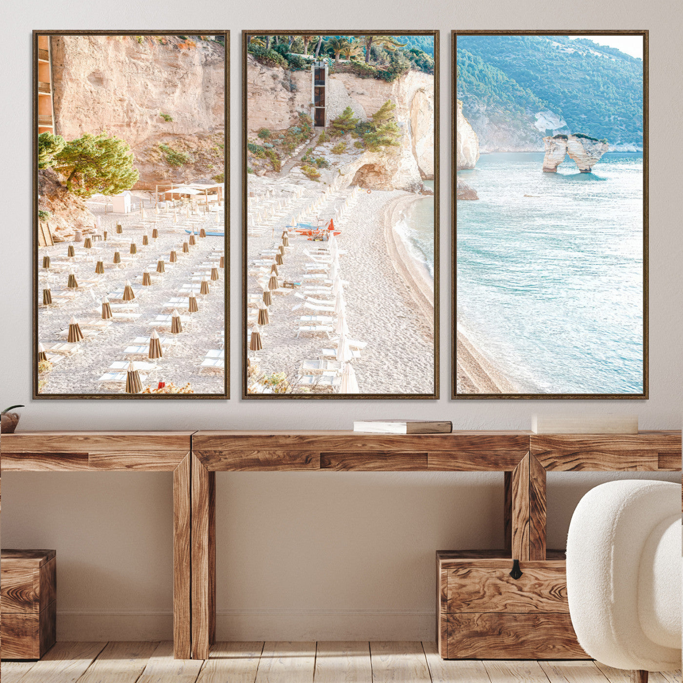 -Beach Wall Art Canvas Print, Framed Coastal Art Picture Print, Summer Shore Perfect Coastal Decor