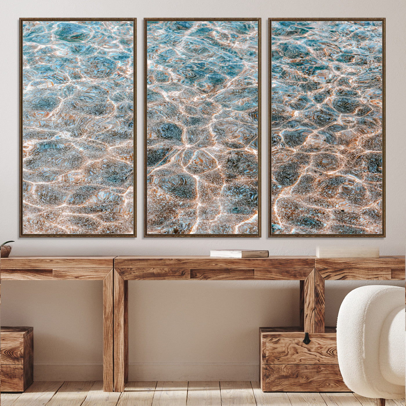 26580287-MGV-CV-36X24-Clear Water Wall Art Canvas Print, Framed Sunlit Ripples Art Picture Print, Ocean Texture Perfect Modern Coastal Decor