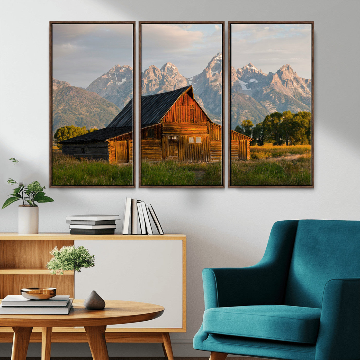 31771014-MGV-CV-36X24-Rustic Barn Wall Art Canvas Print – Framed Western Landscape Farmhouse Style Rustic Nature Scene Artwork for Home Office