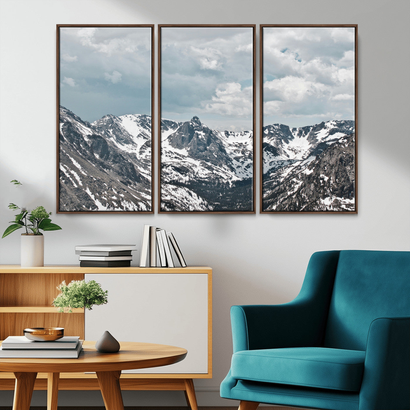 -Snowy Peaks Wall Art Canvas Print – Alpine Wilderness Mountain Escape Winter Serenity Artwork for Home, Office