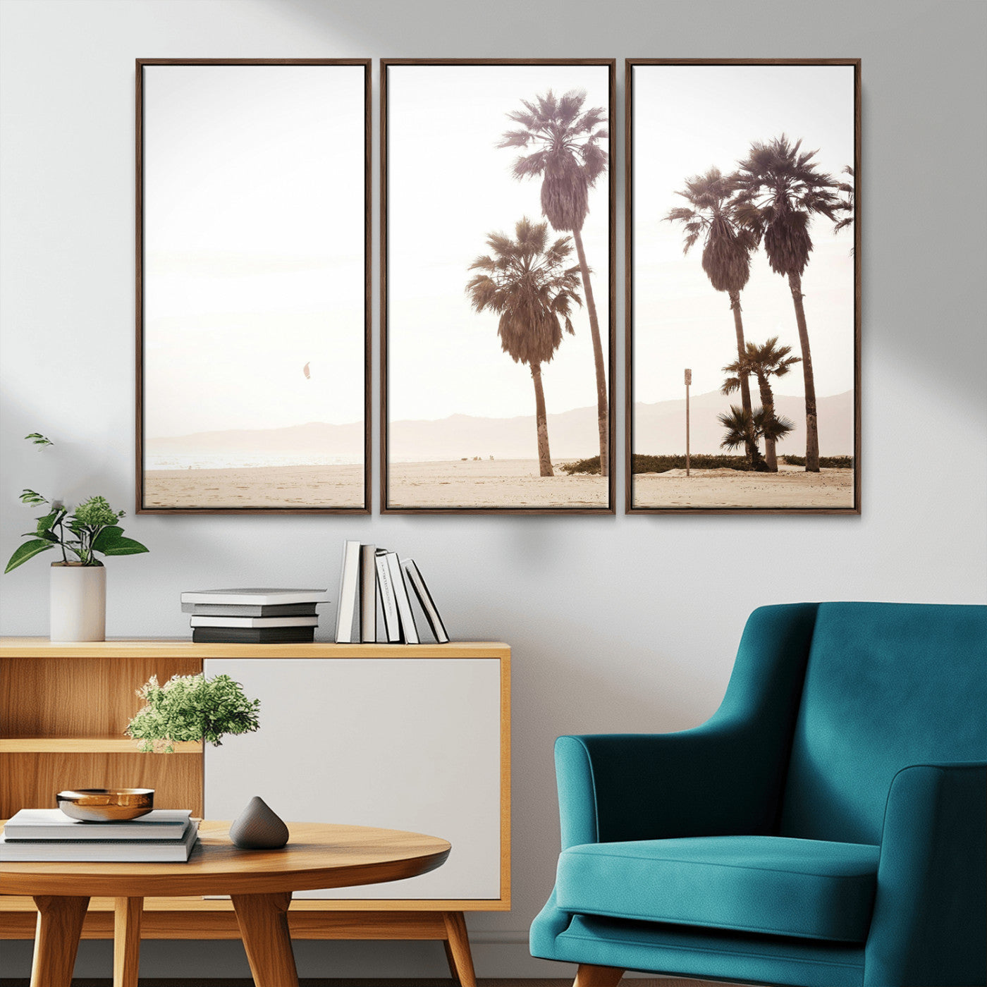 -Coastal Light Wall Art Canvas Print – Relaxing Shoreline Minimalist Ocean Tropical Serenity Artwork for Home, Office