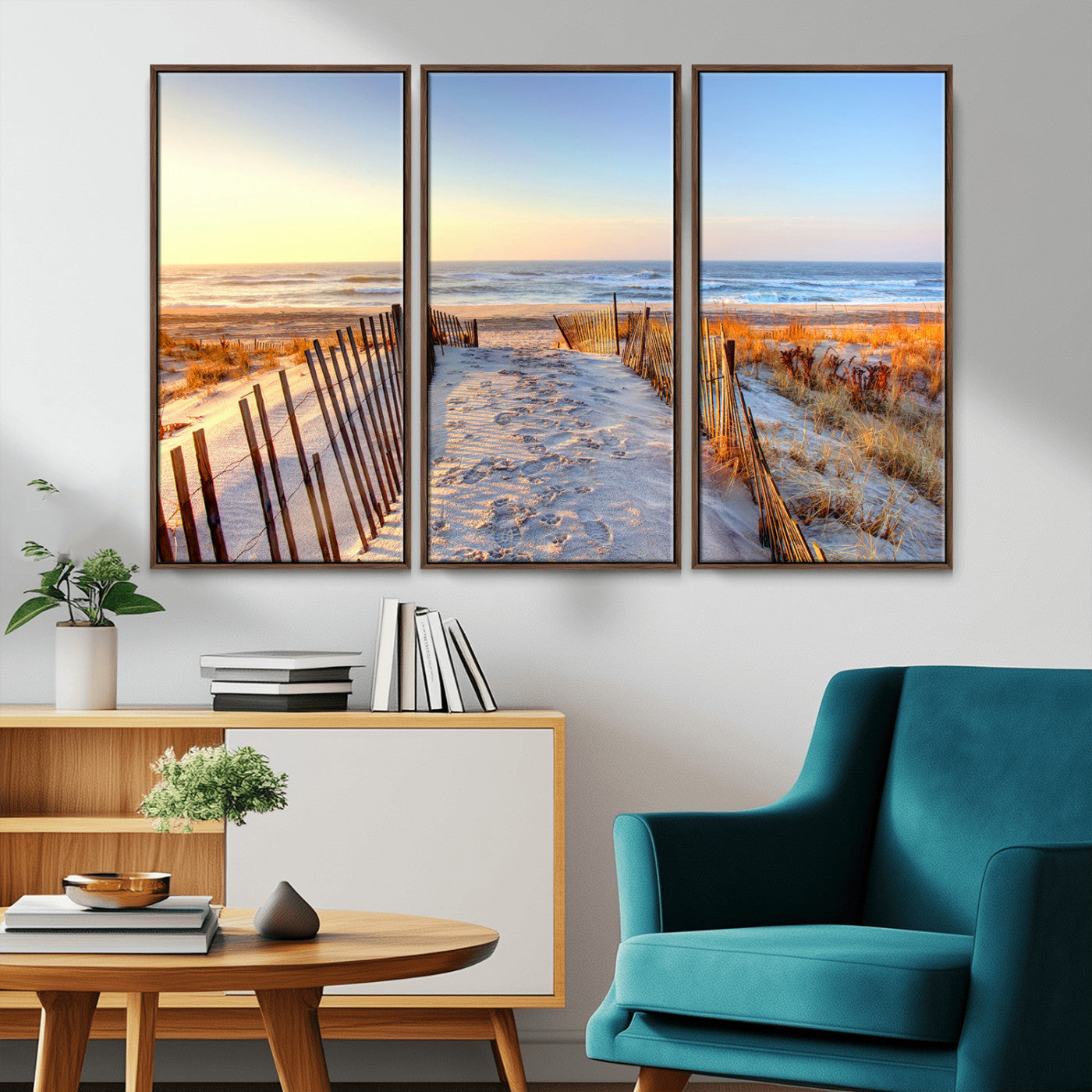 73351887-MGV-CV-36X24-Ocean Sunset Wall Art Canvas Print – Nautical Beach Photography Summer Coastal Serenity Artwork for Home, Office
