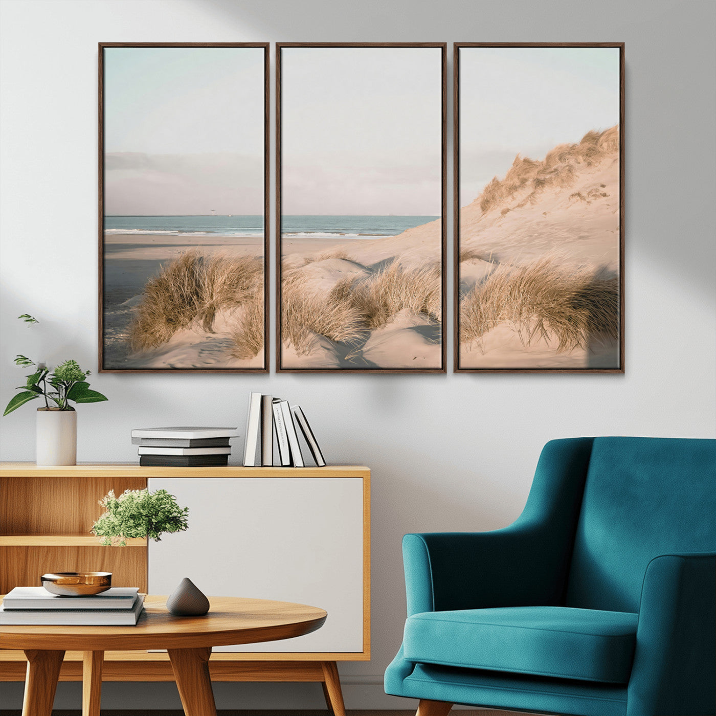 -Beach Landscape Wall Art Canvas Print – Framed Sand Dune Photography Minimalist Seascape Artwork for Home Office
