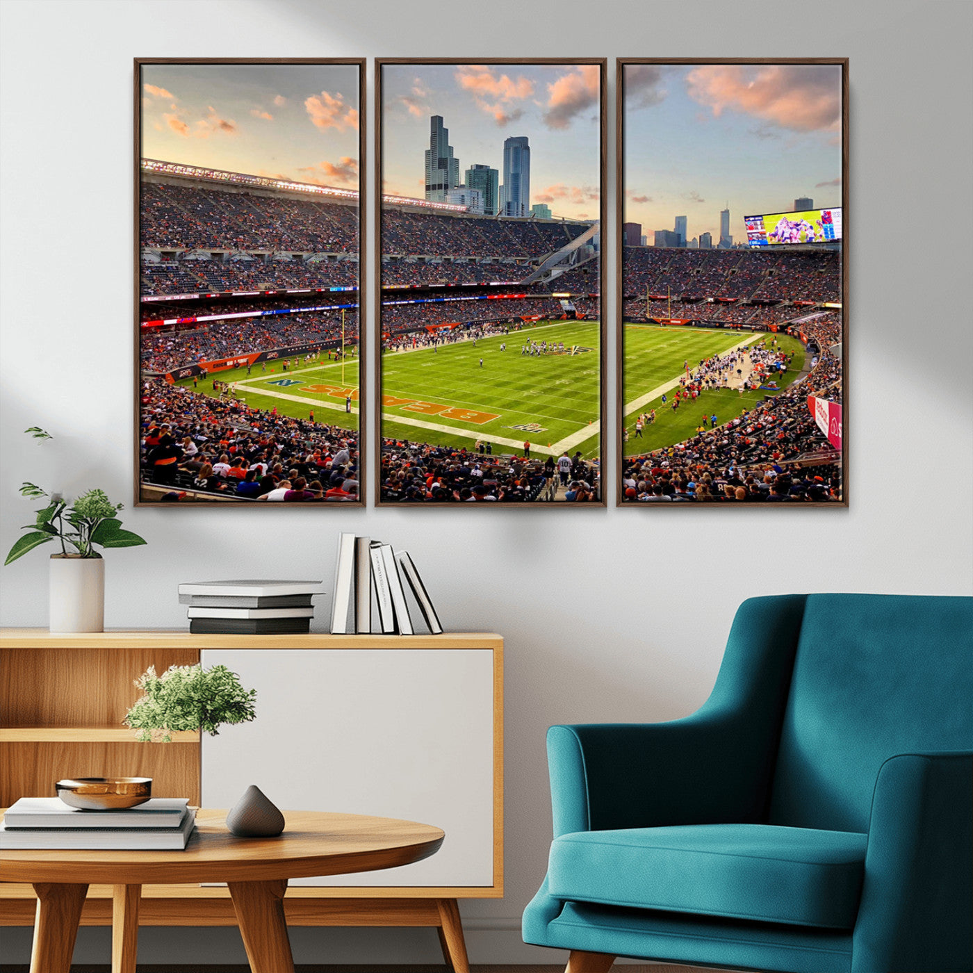 -Chicago Bears Soldiers Field Wall Art Canvas Print – Framed Football Stadium Artwork for Home, Office, Living Room
