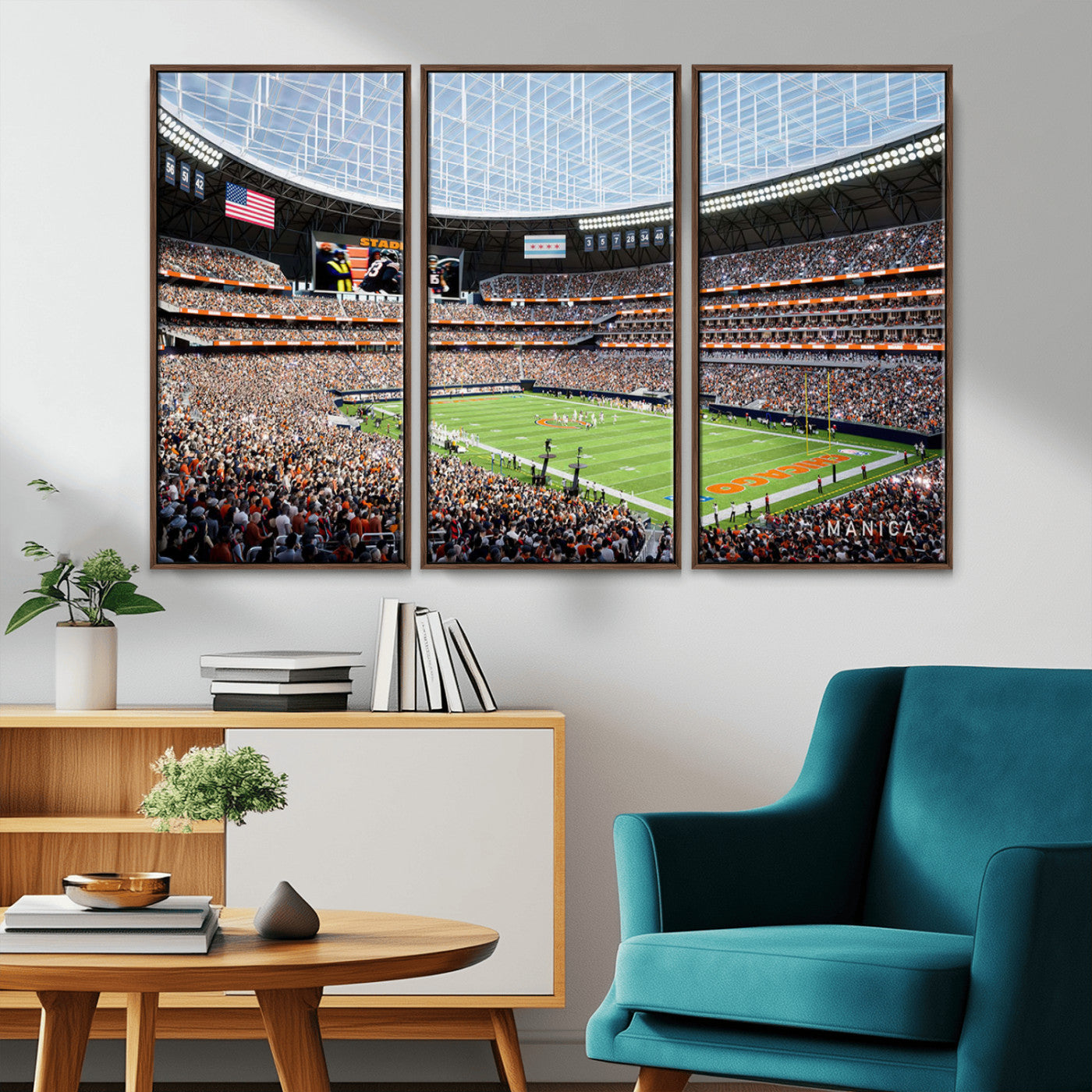 -Chicago Bears Soldiers Field Wall Art Canvas Print – Framed Football Stadium Artwork for Home, Office, Living Room