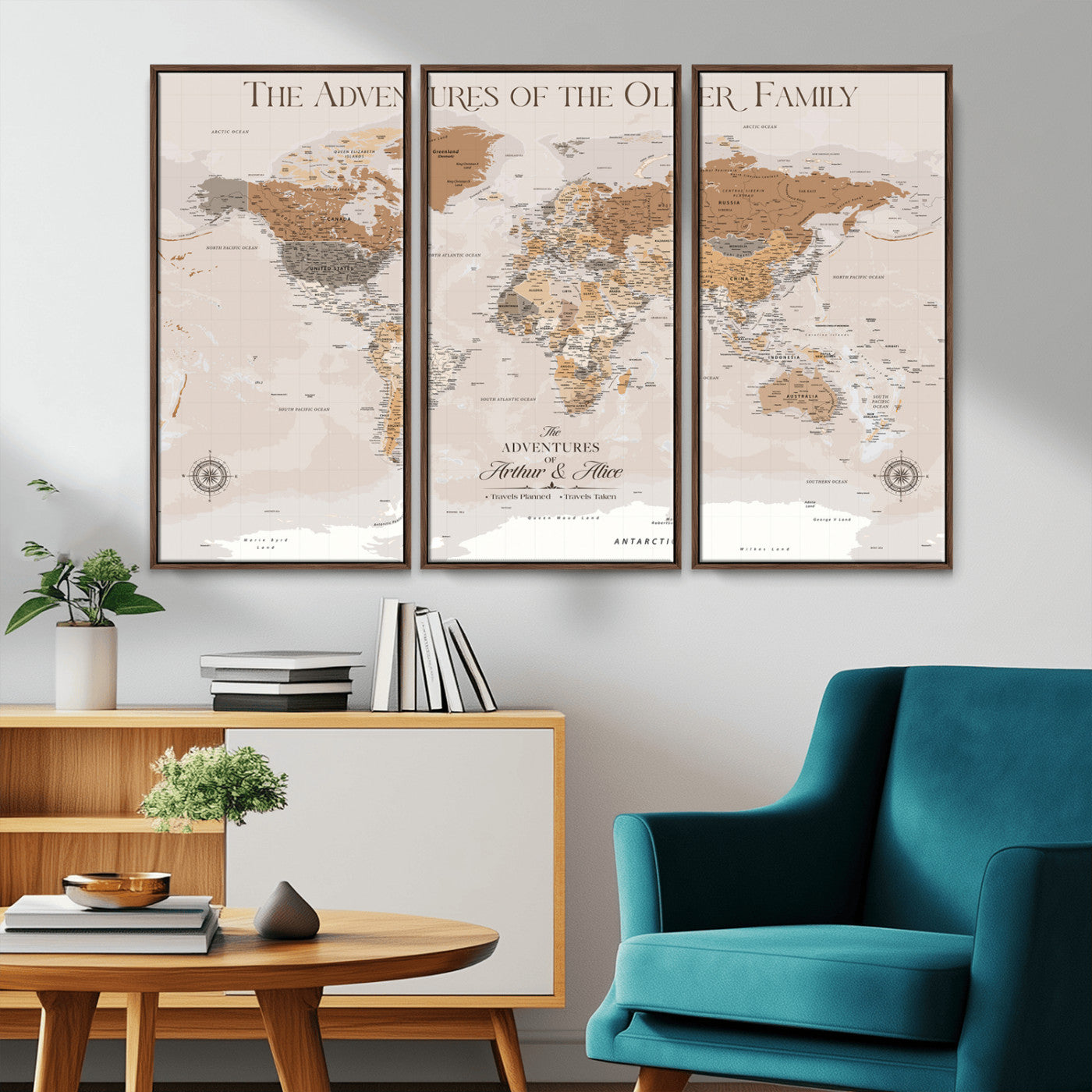 -Personalized Push Pin World Map Canvas – Custom Framed Travel Tracker Wall Art, Large Adventure Map with Pins for Home, Office