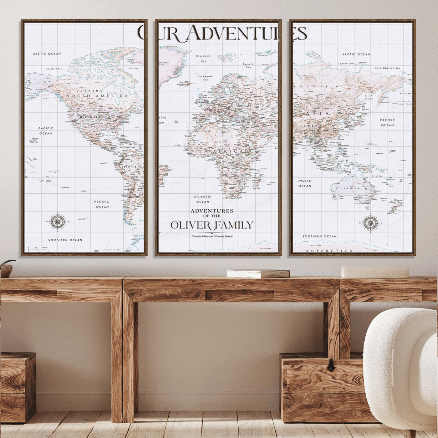-Personalized Push Pin World Map Canvas – Custom Framed Travel Tracker Wall Art, Large Adventure Map with Pins for Home, Office