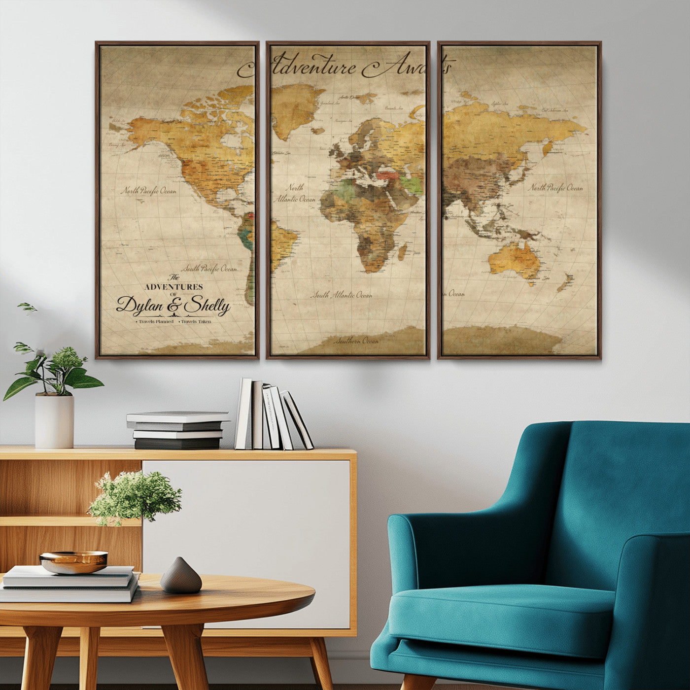 50298017-MGV-CV-36X24-Personalized World Map Canvas – Custom Framed Push Pin Travel Map Wall Art, Vintage Style Gift for Couples and Travelers
