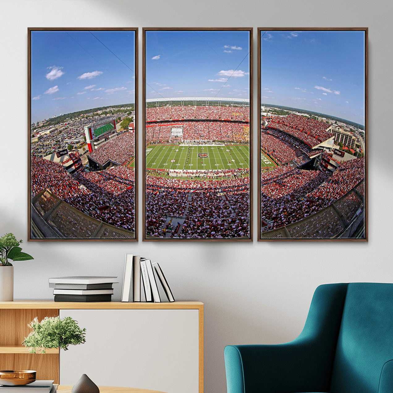 29492070-MGV-FC-48X32-3P - William Brice Stadium Wall Art Canvas Print – Stadium Crowd Sports Field Outdoor Event Football Game Artwork for Home Office