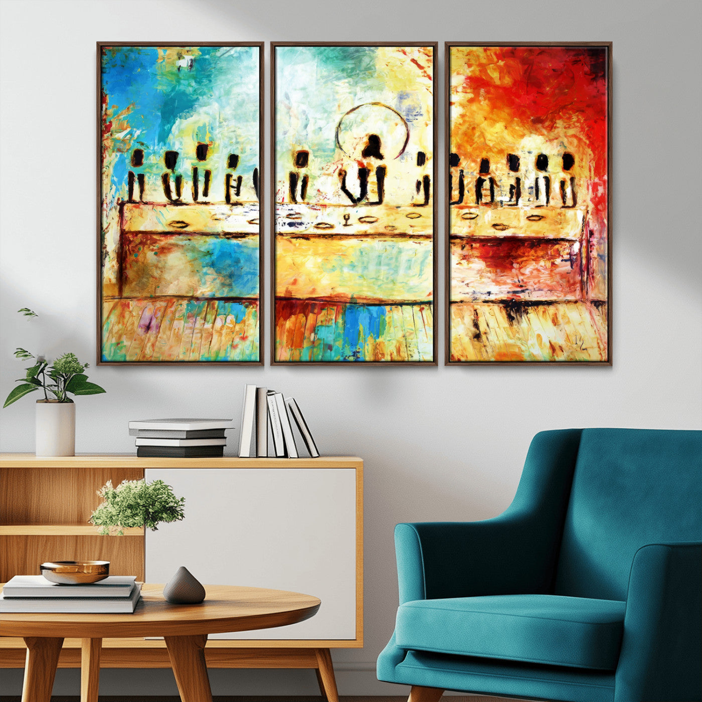 MGV-FC-48X32-3P - Abstract Last Supper with Apostles Wall Art Canvas Print