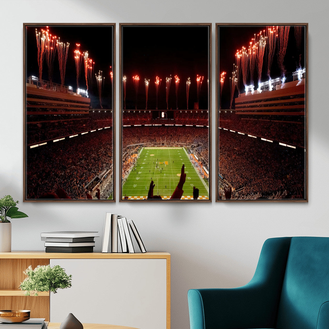73358115-MGV-FC-48X32-3P - Tennessee Neyland Stadium Wall Art, Sports Arena Canvas Print, Panoramic Stadium Canvas Artwork for Home, Office
