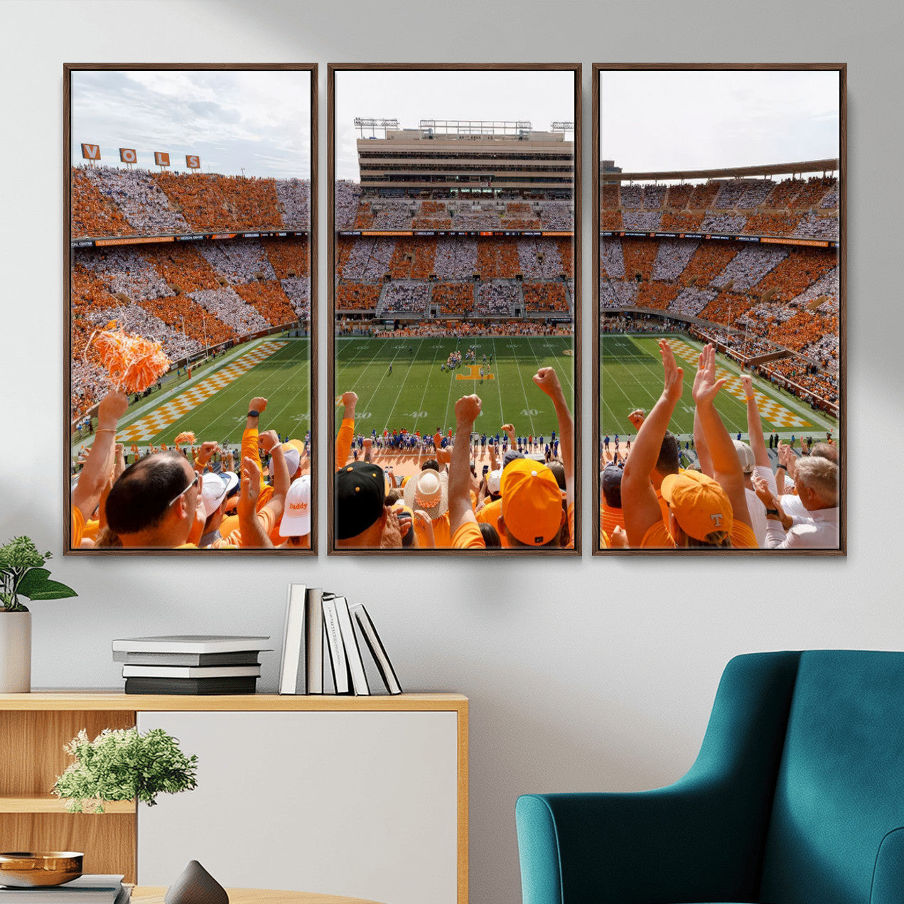 76011417-MGV-FC-48X32-3P - Tennessee Neyland Stadium Wall Art, Sports Arena Canvas Print, Panoramic Stadium Artwork for Home, Office