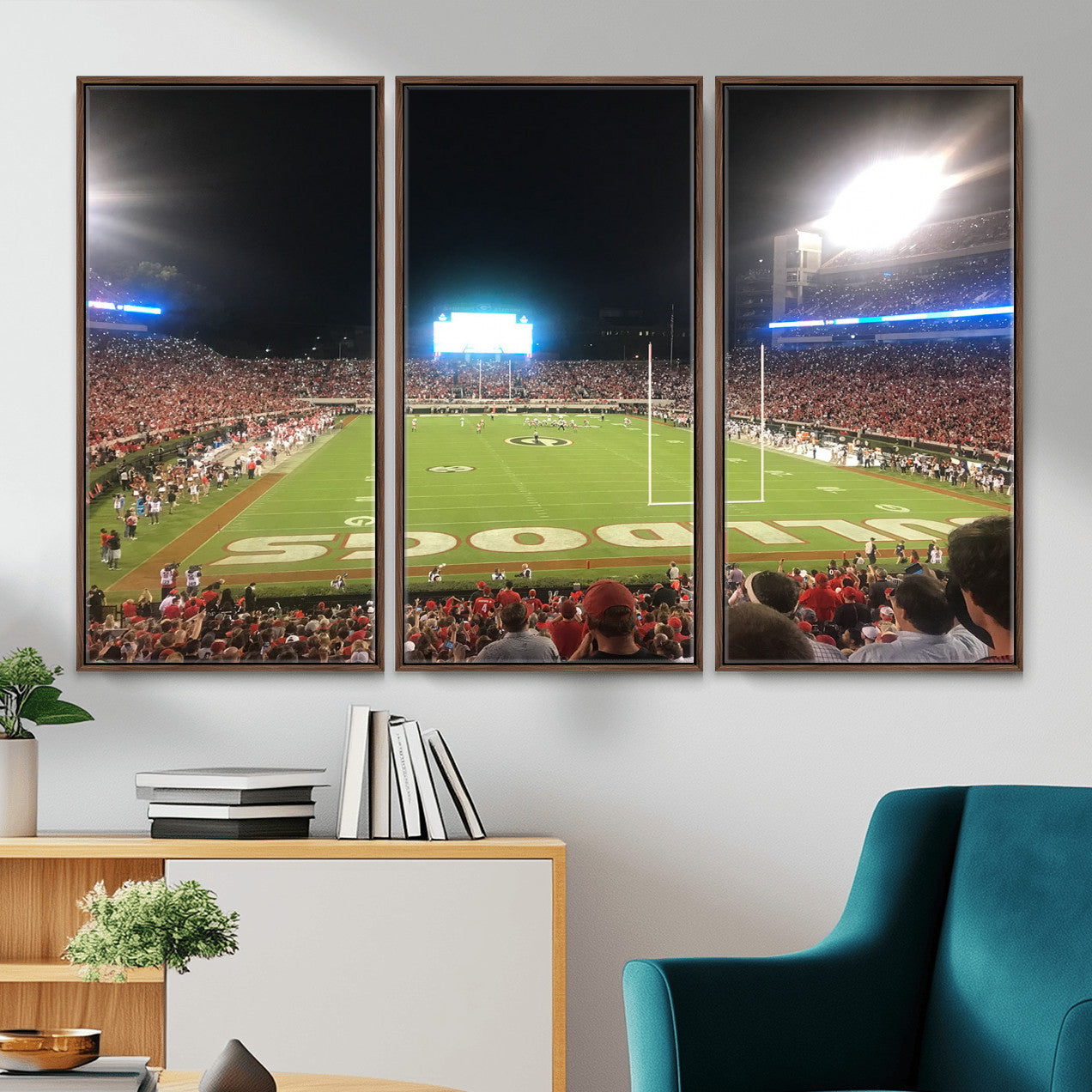 16230786-MGV-FC-48X32-3P - Dooley Stadium Wall Art, Sports Arena Panoramic Canvas Print, Modern Stadium Landscape Artwork for Home, Office