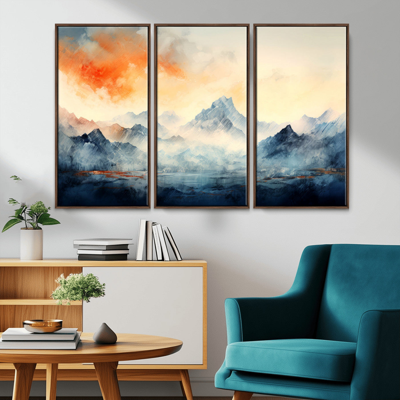 WRM1005-MGV-CV-36X24-Warm Clouds Abstract Mountain Wall Art Canvas Print
