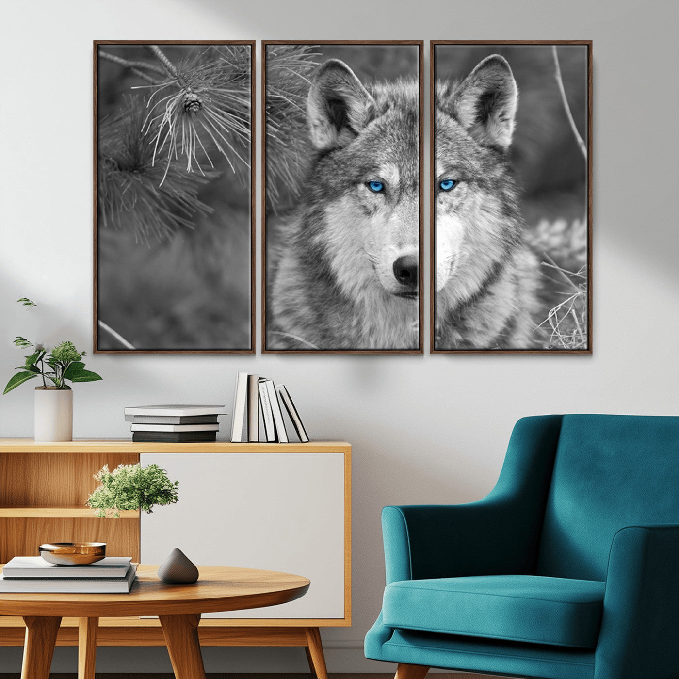 -Wild Wolf Blue Eye Wall Art Canvas Print