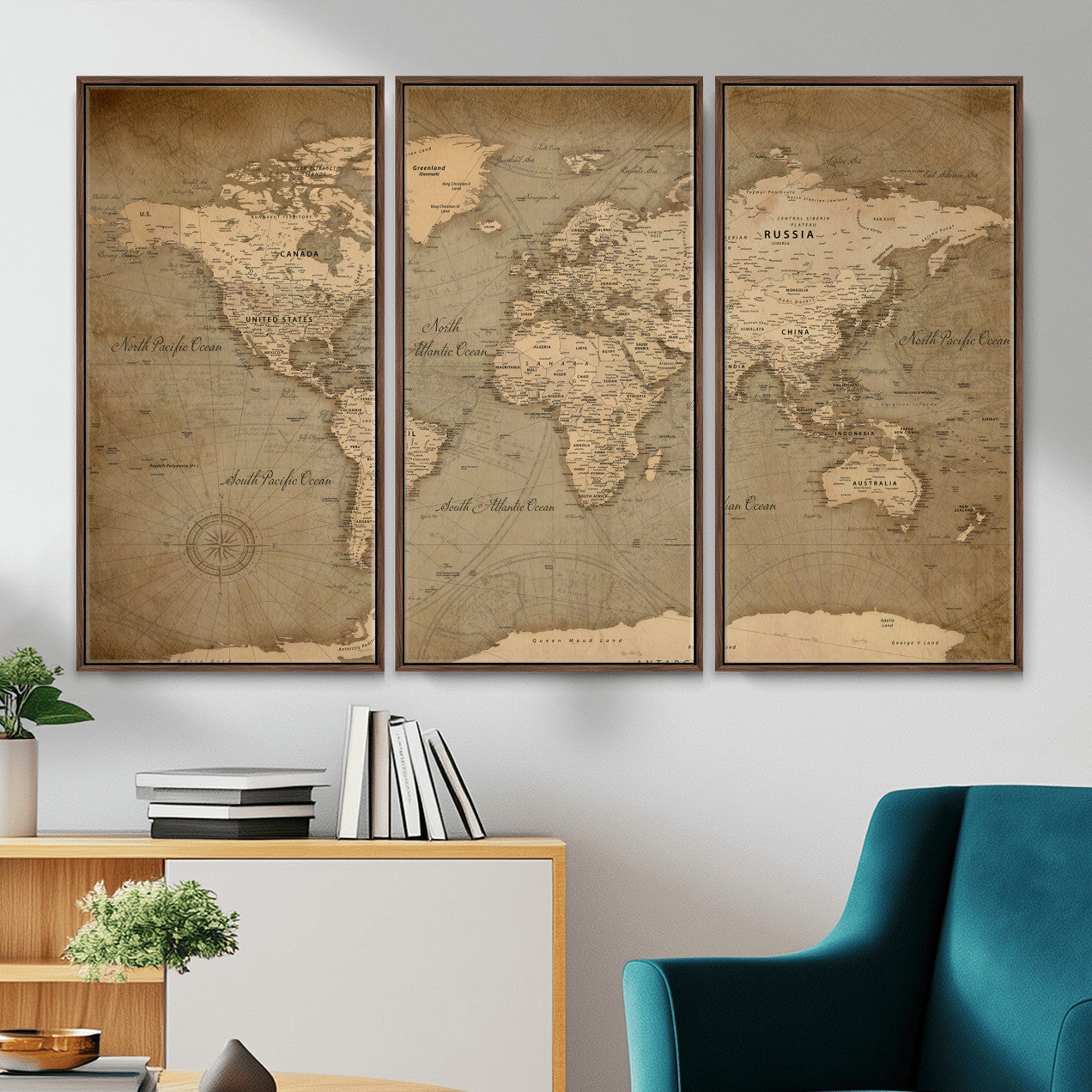 49946617-MGV-CV-36X24 - World Map Wall Art Canvas Print, Modern Decorative Framed Map Artwork Prints for Living Room, Office, Bedroom Wall Decor