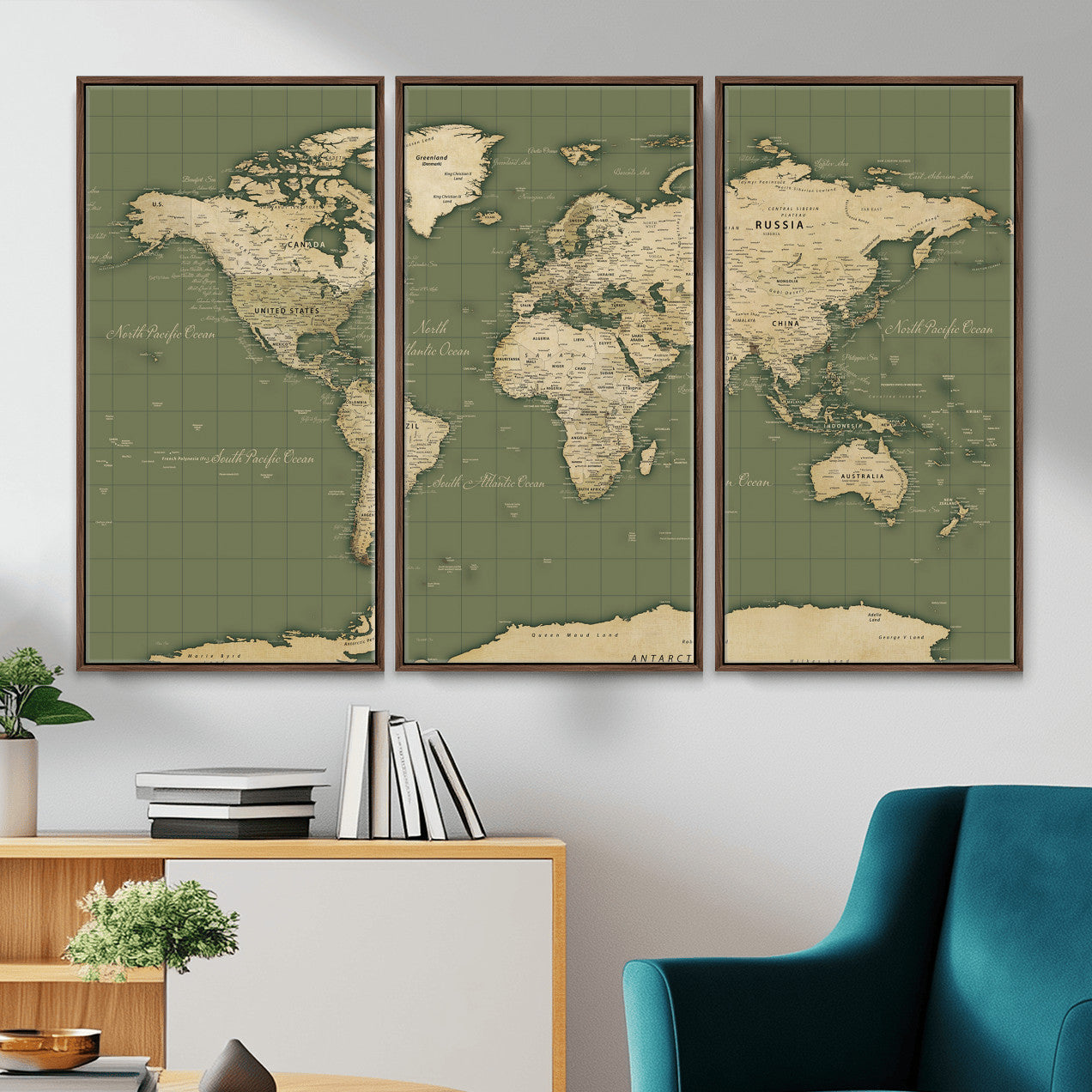 13750241-MGV-CV-36X24 - World Map Wall Art Canvas Print, Modern Decorative Framed Map Artwork Prints for Living Room, Office, Bedroom Wall Decor