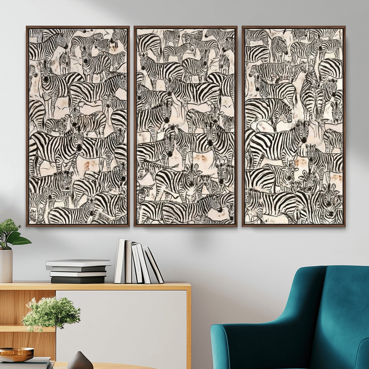76453377-MGV-CV-36X24 - Farmhouse Animals Wall Art Canvas Print - Abstract Farm Animal Drawing Mid-Century Wall Art for Cabin Decor