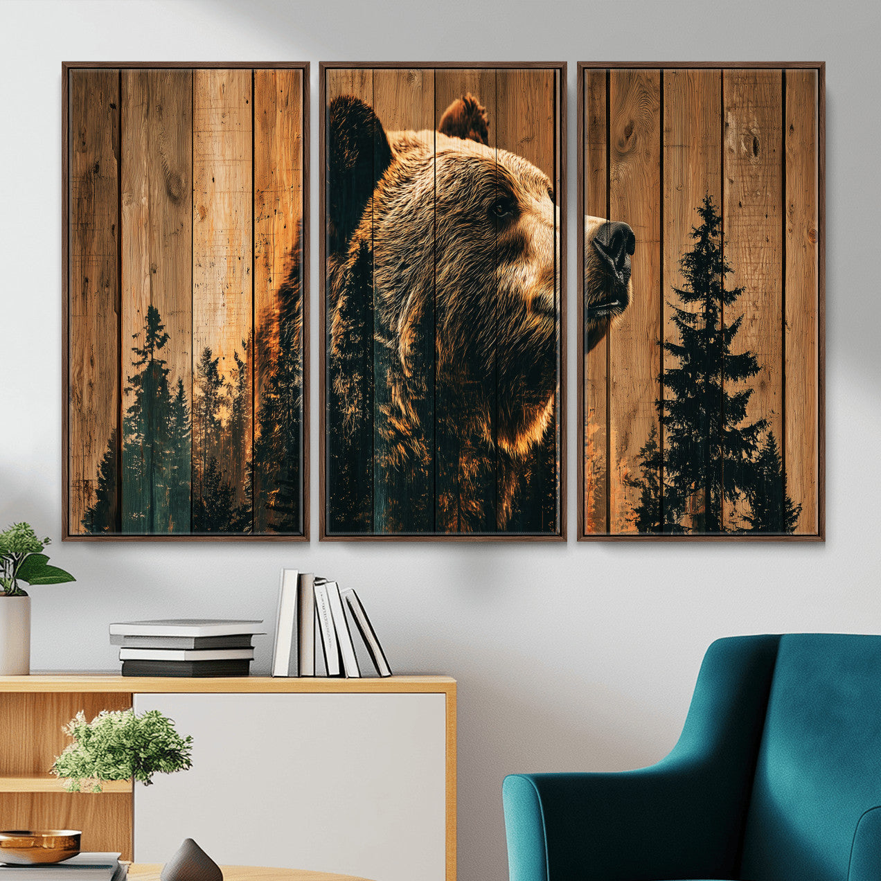 31552198-MGV-CV-36X24 - Rustic Bear Wall Art Canvas Print – Woodland Wildlife Artwork Print for Cabin, Lodge, and Farmhouse Home Decor