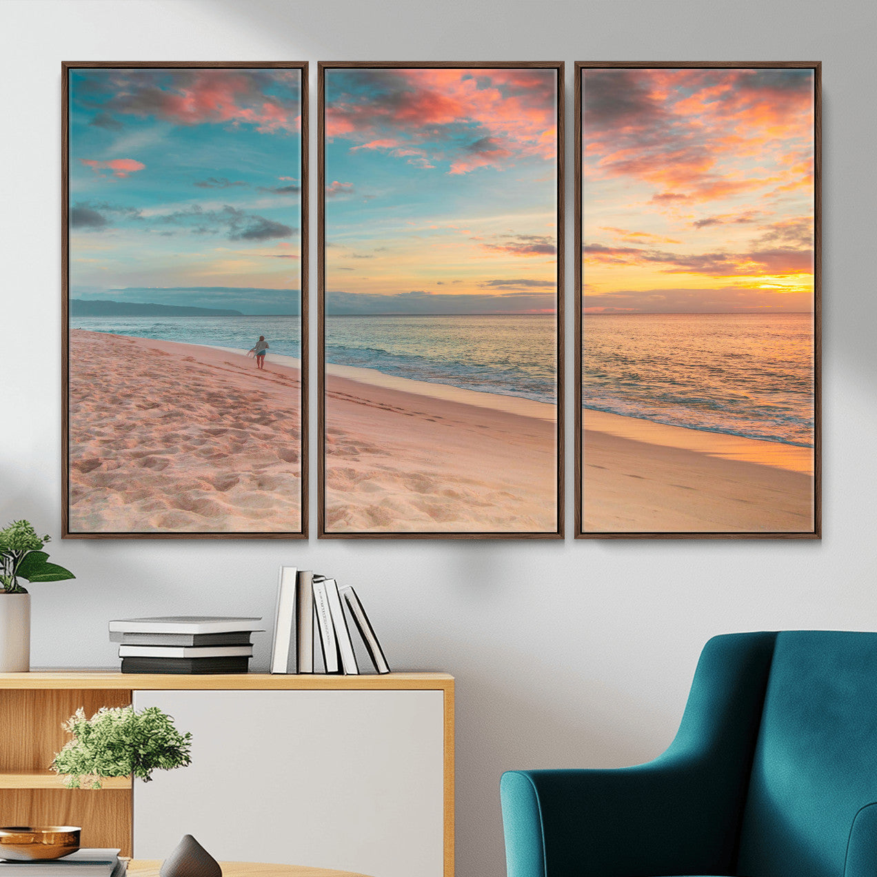 24511398-MGV-CV-36X24 - Beach Walk Wall Art Canvas Print – Soft Coastal Photography Artwork Print for Bedroom, Living Room, and Serene Home Decor