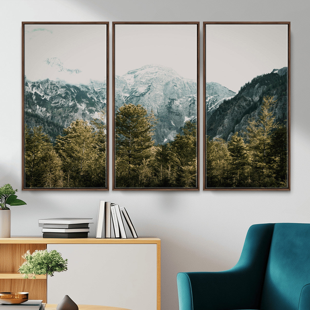 48479662-MGV-CV-36X24 - Mountain Forest Wall Art Canvas Print, Alpine Landscape Nature Photography, Moody Wilderness Wall Decor