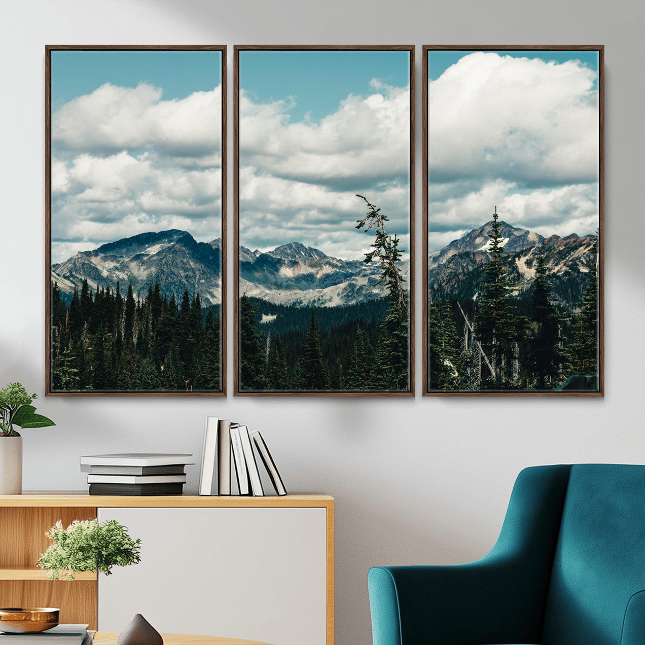 30416773-MGV-CV-36X24 - Mountain Forest Wall Art Canvas Print, Alpine Pine Tree Landscape Photography, Scenic Wilderness Mountain View, Nature Wall Decor