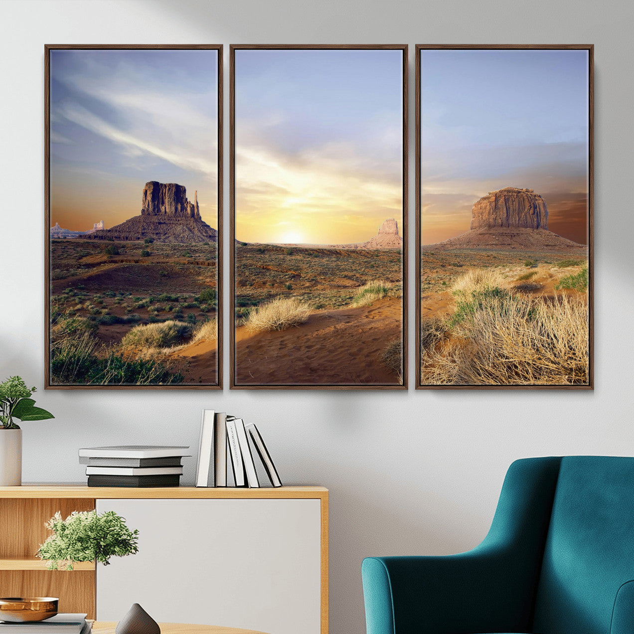 14901845-MGV-CV-36X24 - Monument Valley Desert Landscape Wall Art Canvas Print, Southwest Desert Rock Formation Canvas Print, Western Red Rock Panorama Art Printing