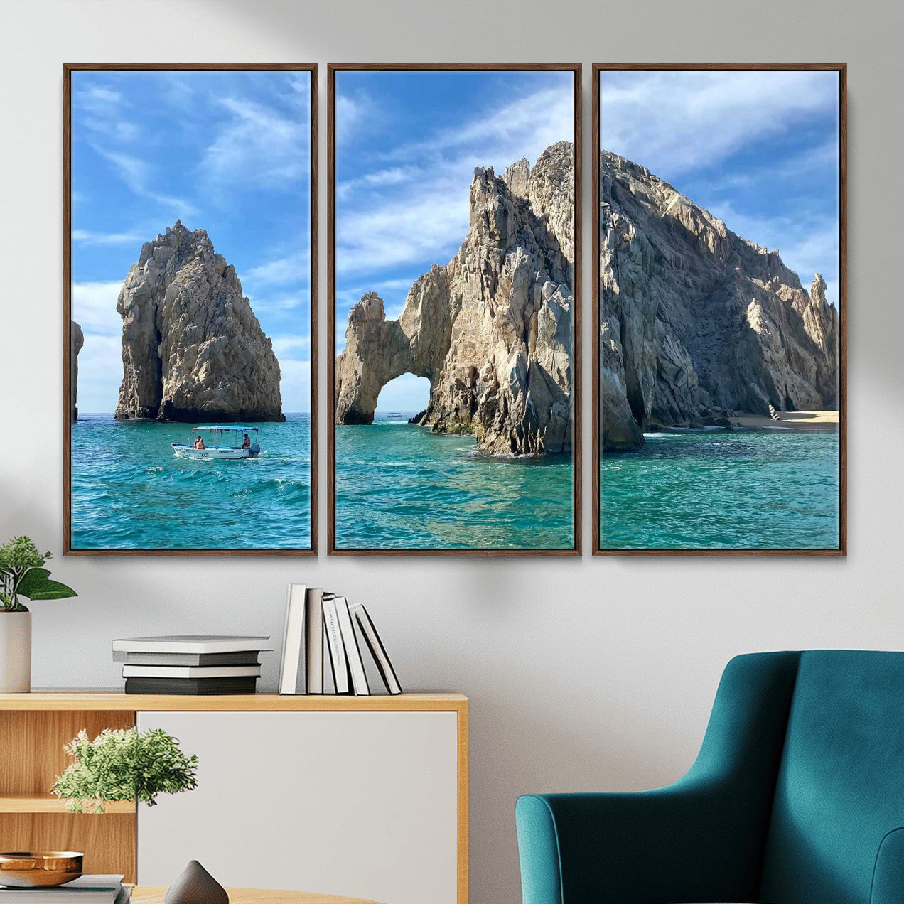 20946478-MGV-CV-36X24 - El Arco Cabo San Lucas Ocean Arch Wall Art Canvas Print, Baja California Rock Arch Seascape Canvas Print, Mexico Coastal Landmark Scenic Art Printing